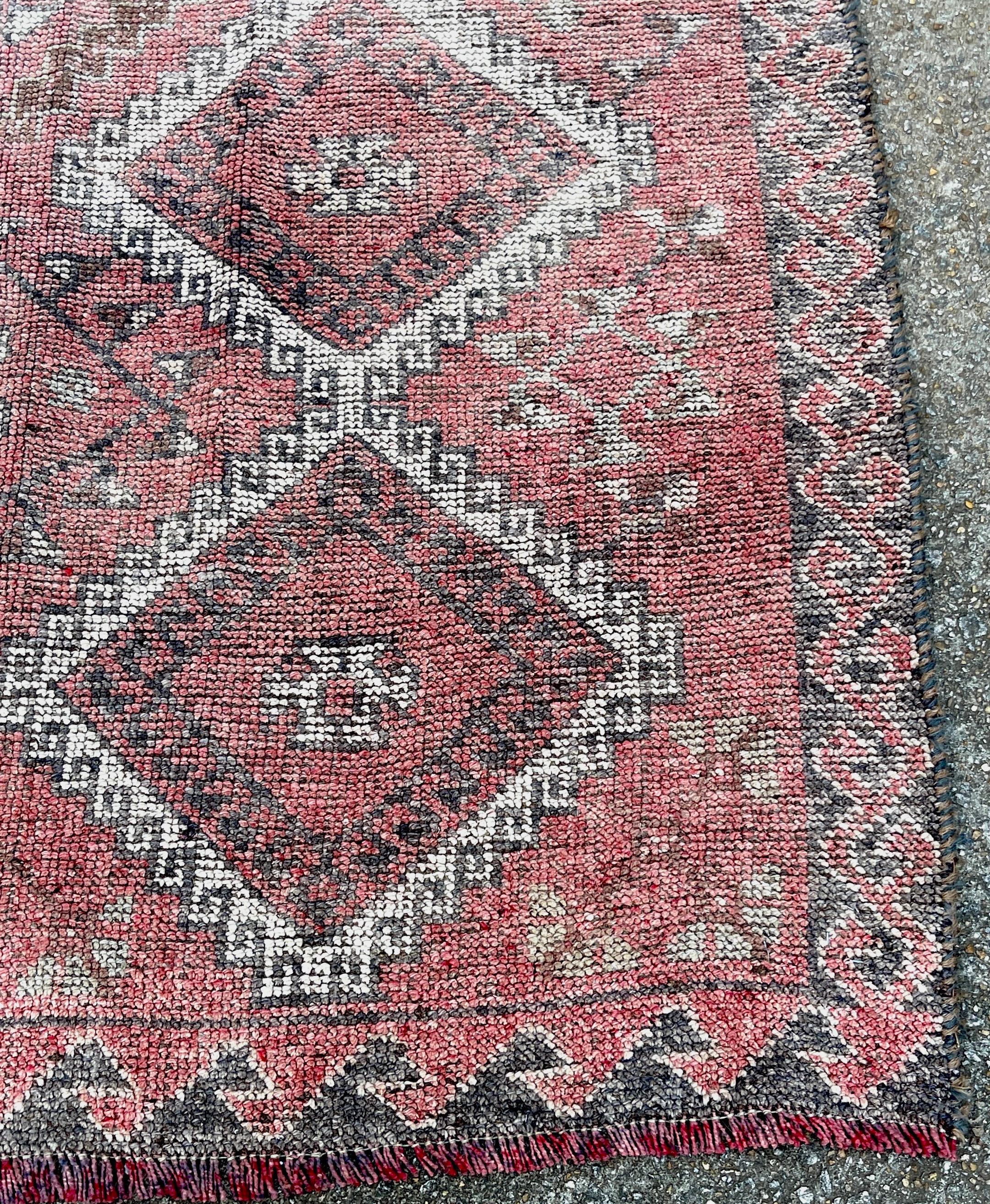 Distressed Hand-Knotted Wool Caucasian Rug 'Reservable' Signed & Dated 1994 For Sale 1