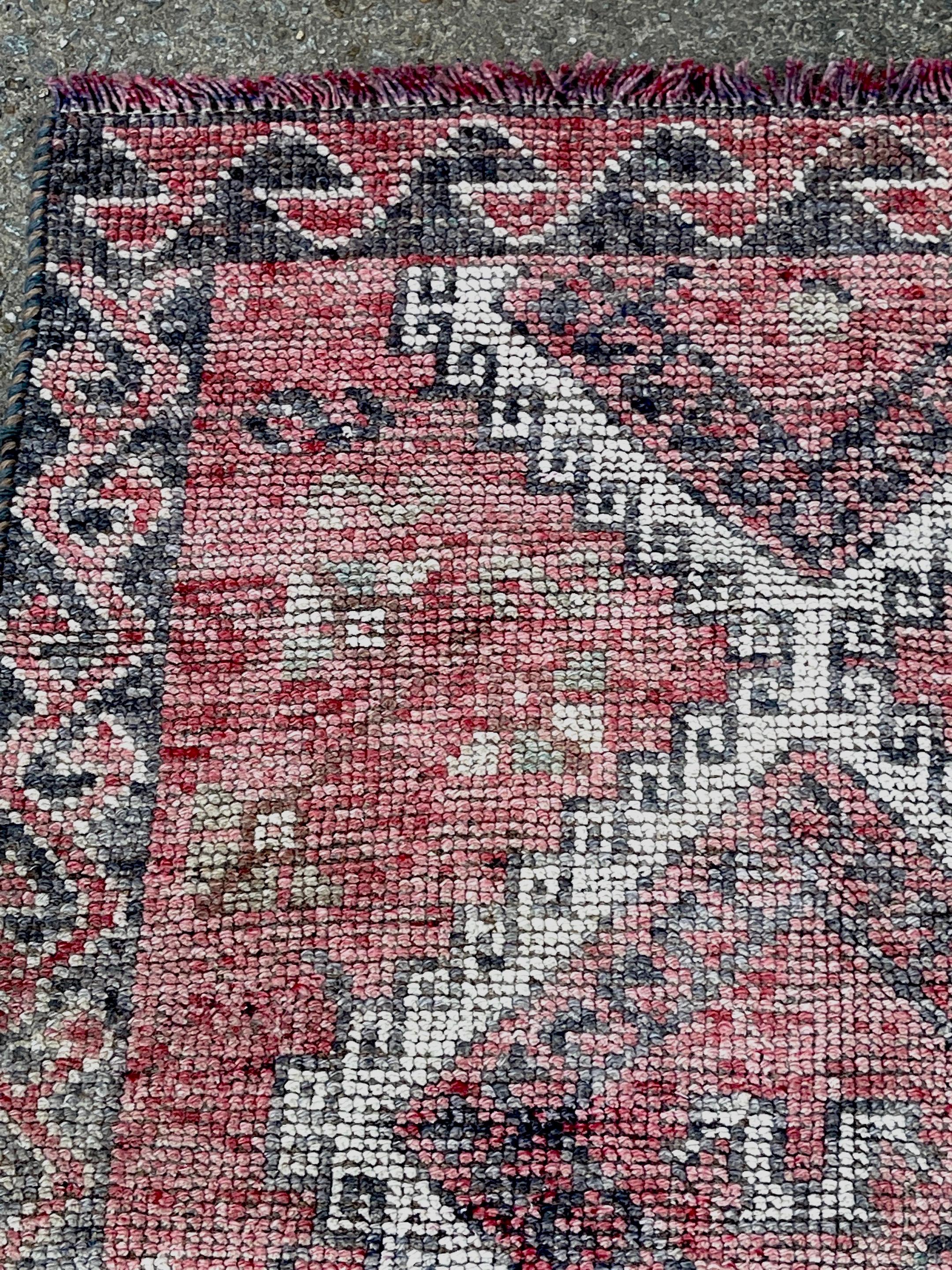 Distressed Hand-Knotted Wool Caucasian Rug 'Reservable' Signed & Dated 1994 For Sale 3