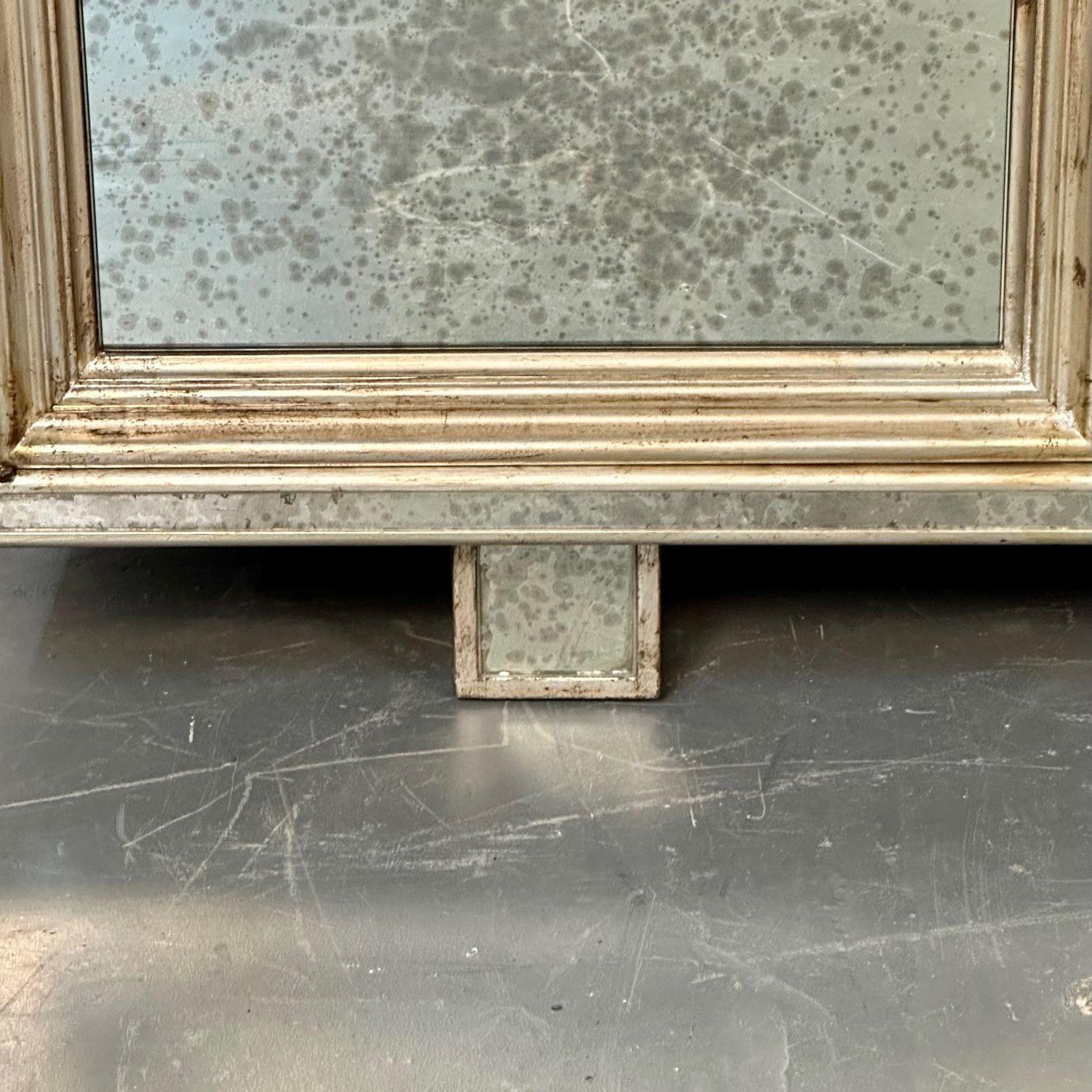 Hollywood Regency, Sideboard, Distressed Mirror, Silver Gilt, USA, 2000s For Sale 6