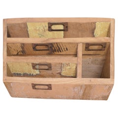 Distressed Industrial Look Desk Top Stationary Box Letter Rack
