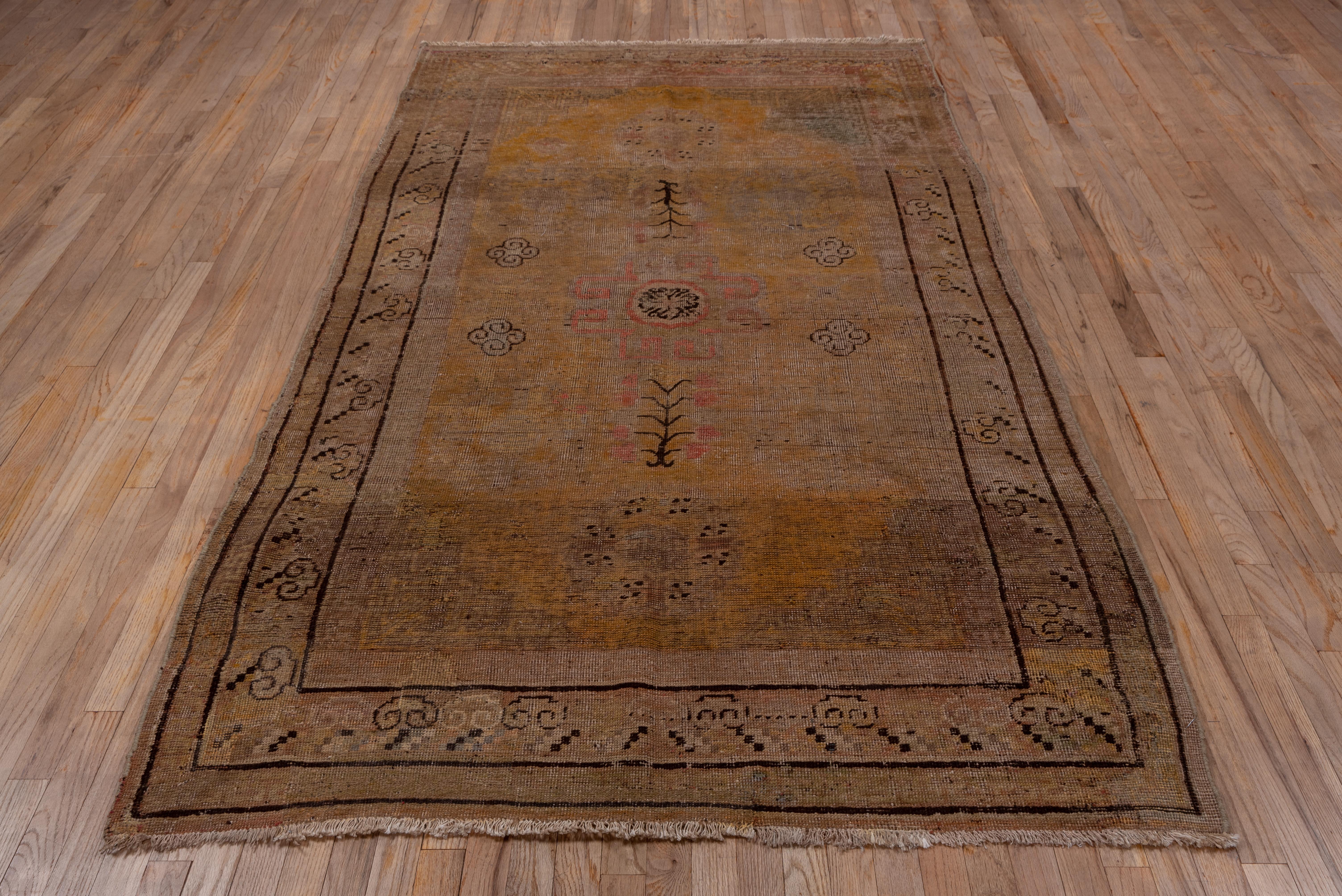 Hand-Knotted Distressed Khotan Rug, Rustic Palette