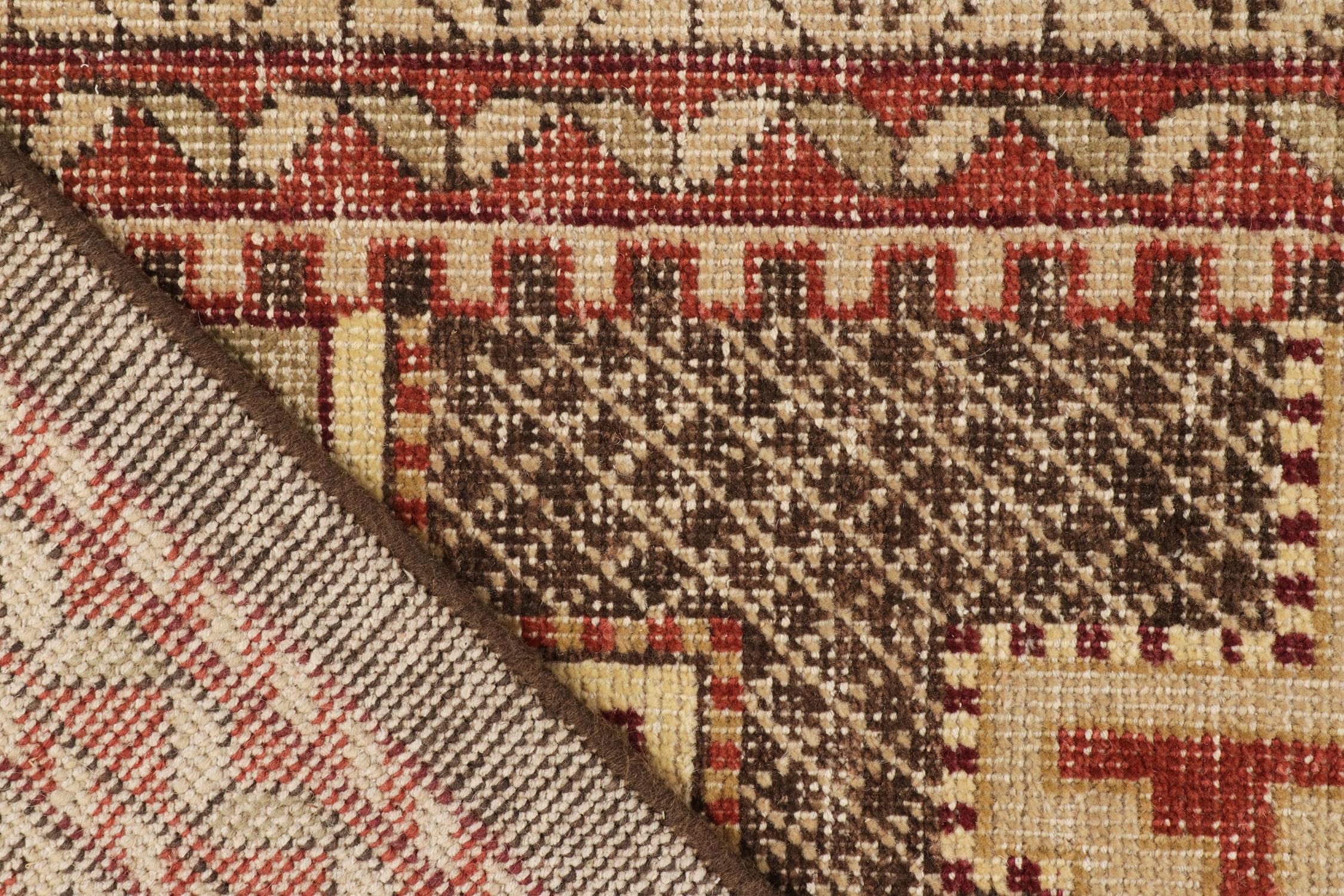 Rug & Kilim's Distressed Kuba Style Rug in Red, Beige-Brown Medallions In New Condition For Sale In Long Island City, NY