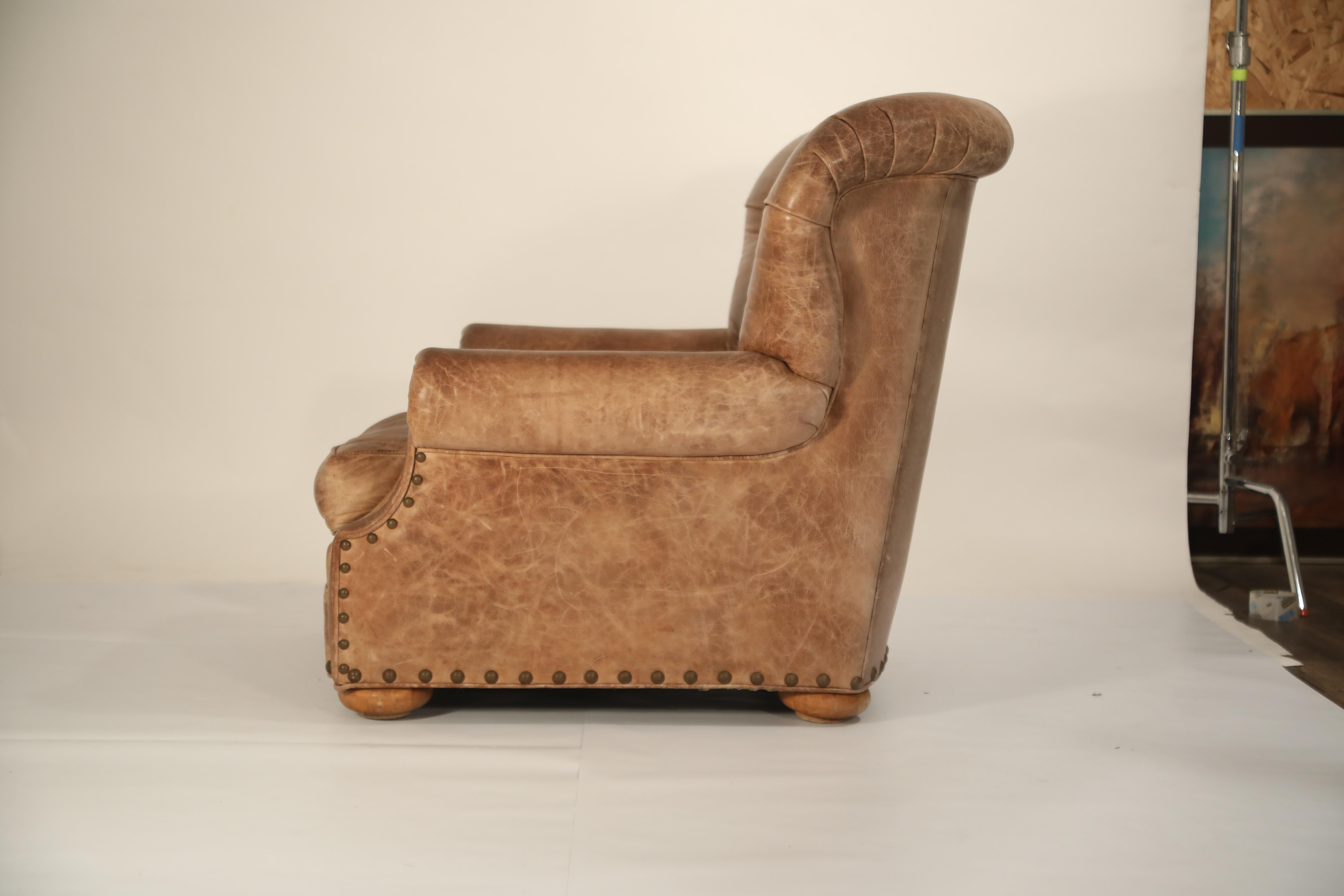 leather armchair with ottoman