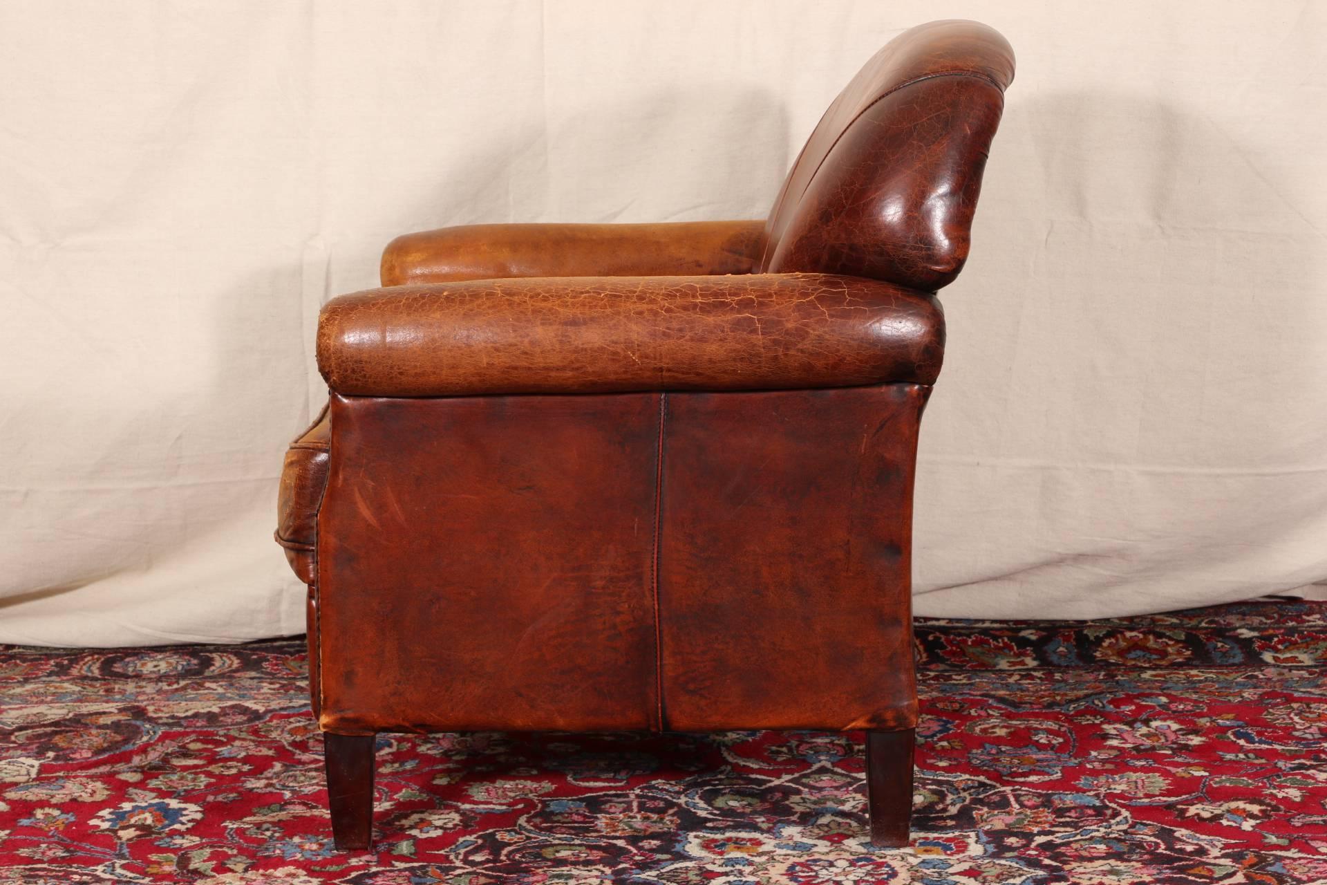 rustic leather club chair