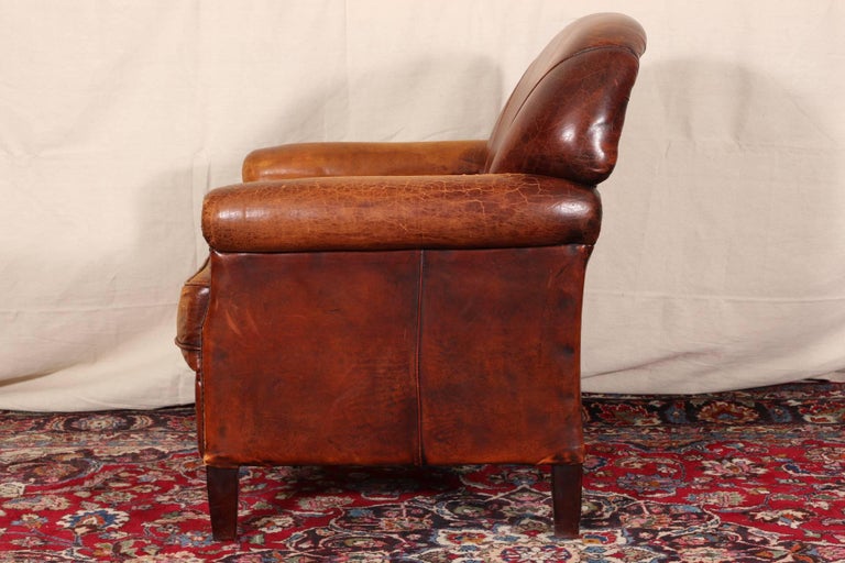 Distressed Leather Club Chair at 1stDibs