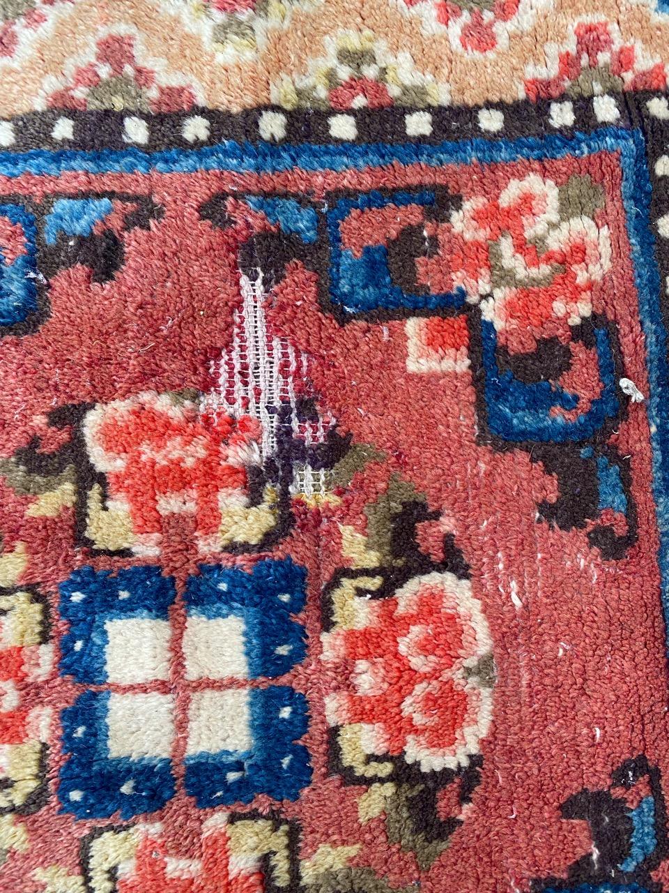 Chinoiserie Bobyrug’s Distressed Little Antique Square Chinese Rug For Sale