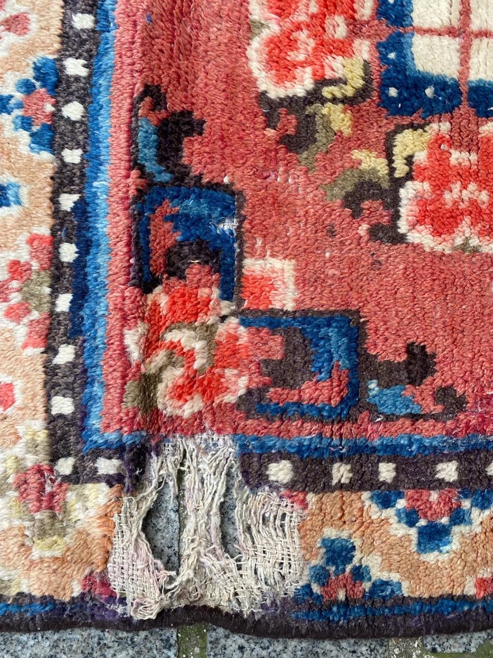 Hand-Knotted Bobyrug’s Distressed Little Antique Square Chinese Rug For Sale
