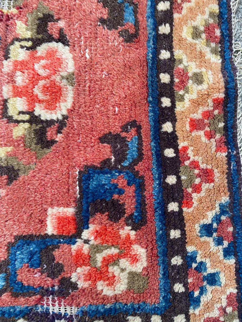 Wool Bobyrug’s Distressed Little Antique Square Chinese Rug For Sale
