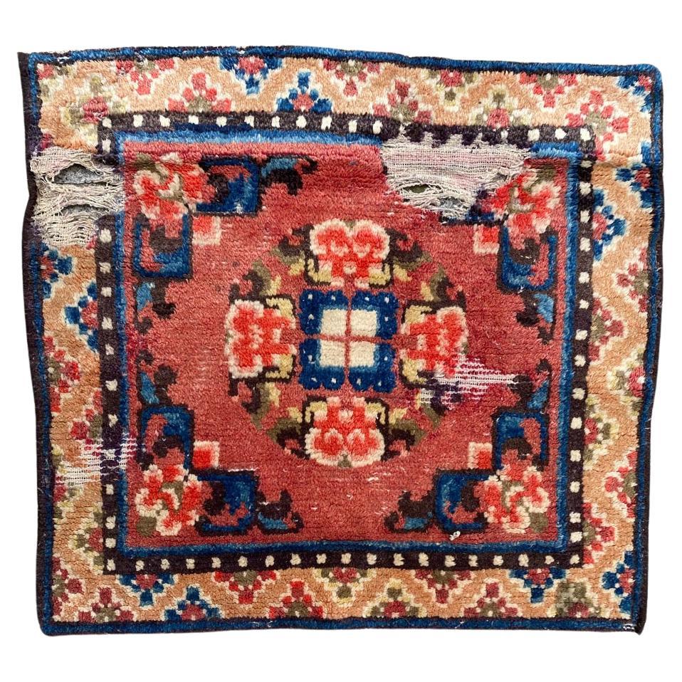 Distressed Little Antique Square Chinese Rug