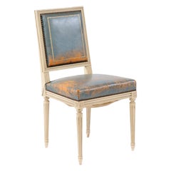 Distressed Louis XVI Jansen Chair - Teal 