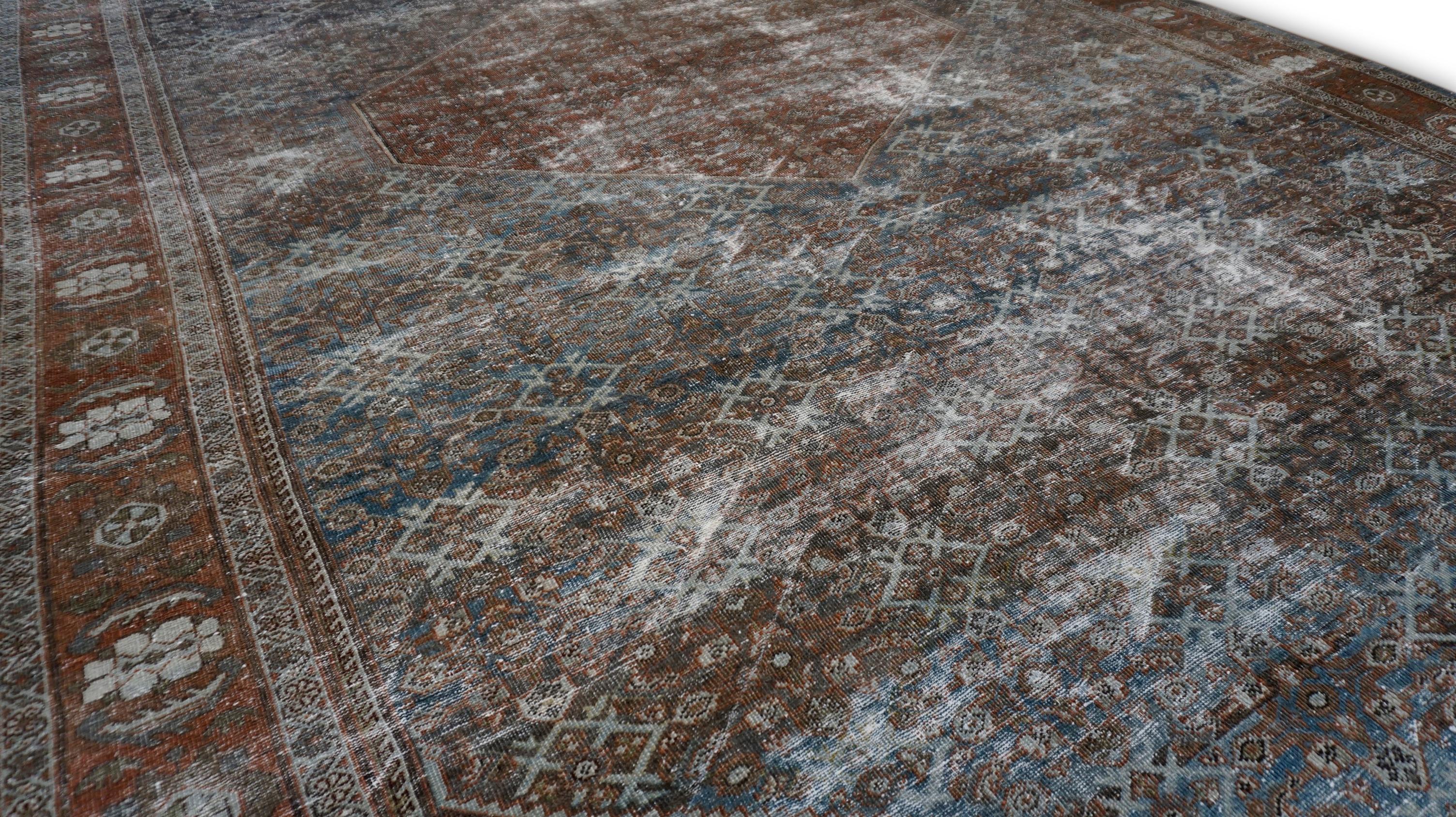 Lana Tappeto Mahal Distressed in lana dai toni terrosi 10'x16'10'' in vendita