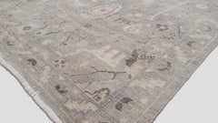 Distressed Mahal Grey and Blue Wool Rug 11'9''x15'