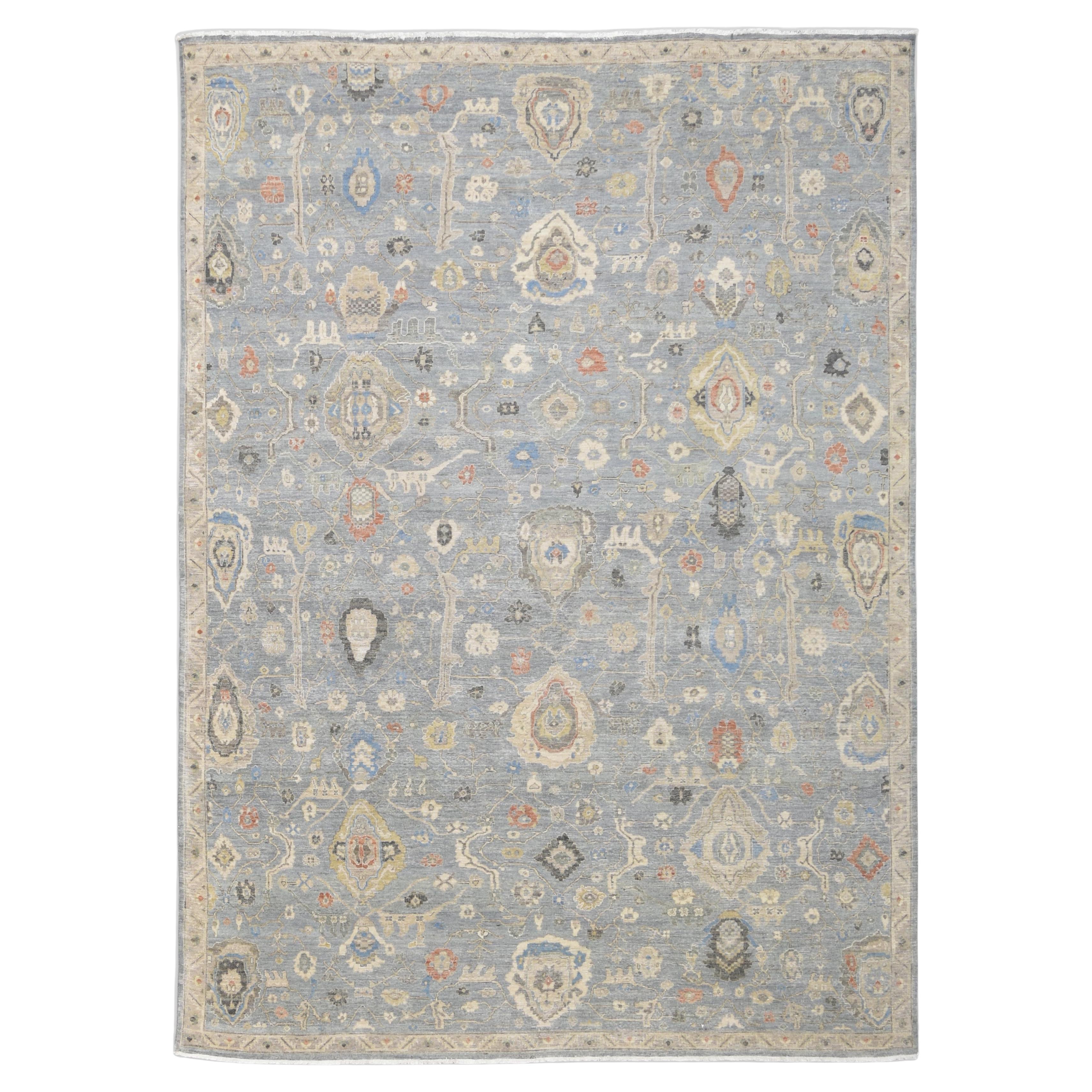 Tapis Mahal en laine multicolore vieilli 8'8''x12'