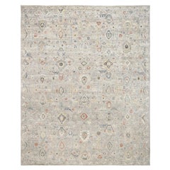 Distressed Mahal Neutral Floral Wool Rug 11'10''x14'9''