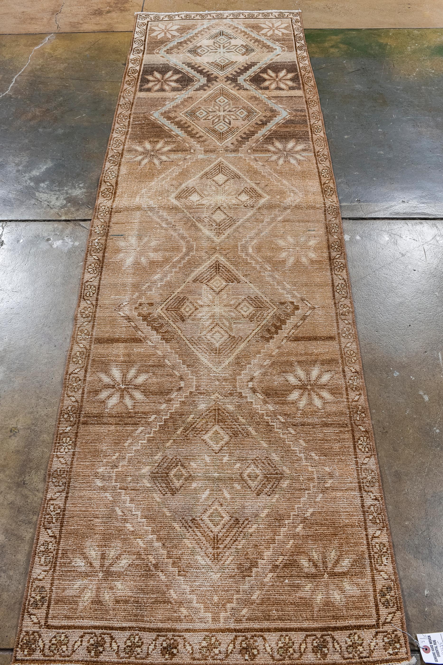 Persian Distressed Malayer Runner with a Rust Field  