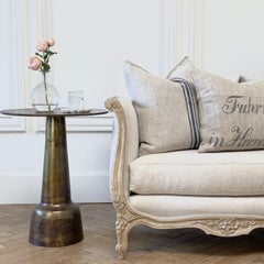 Distressed Metal Side Table with Antique Finish
