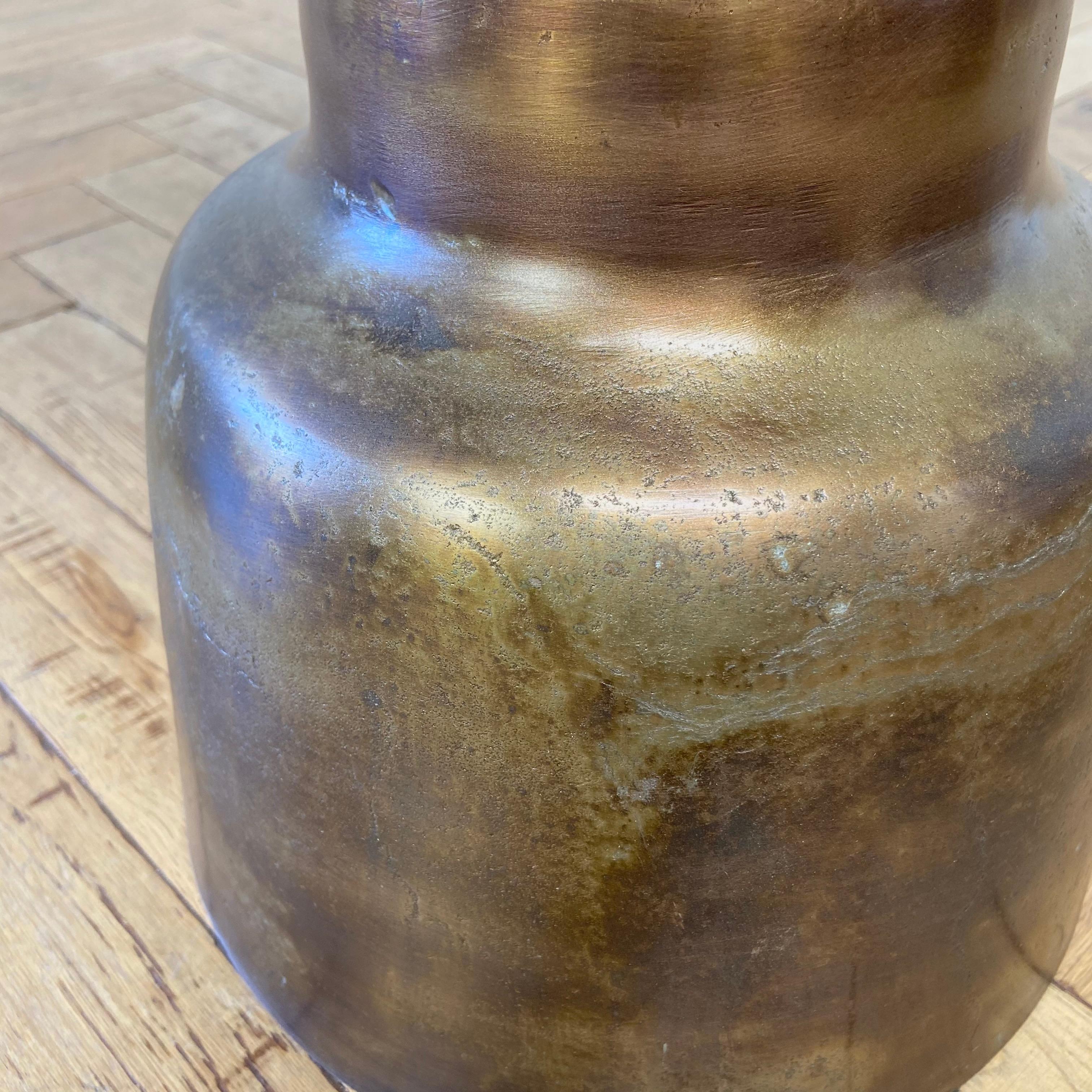 Distressed Metal Side Table with Antique Finish For Sale 1