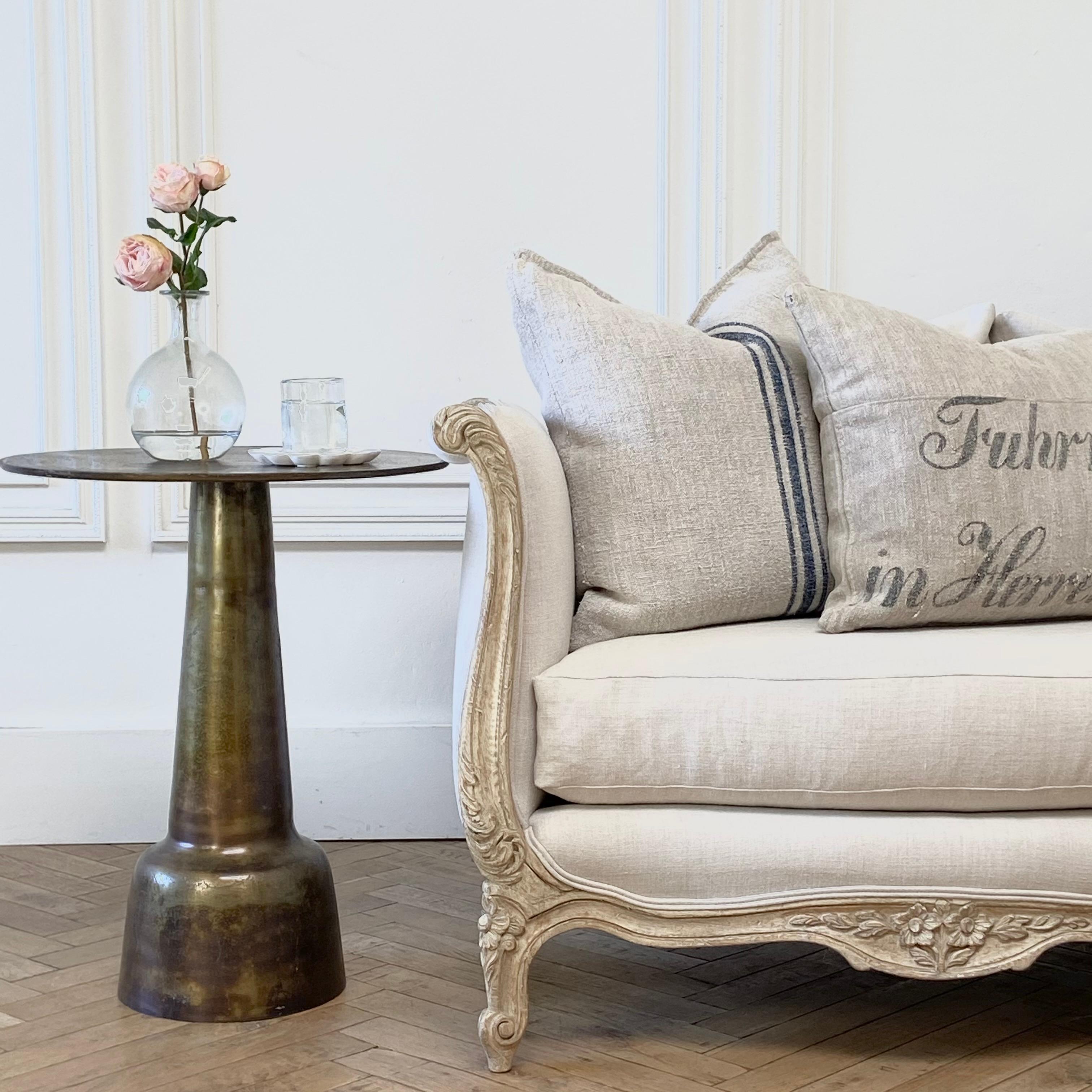 Distressed Metal Side Table with Antique Finish For Sale 2