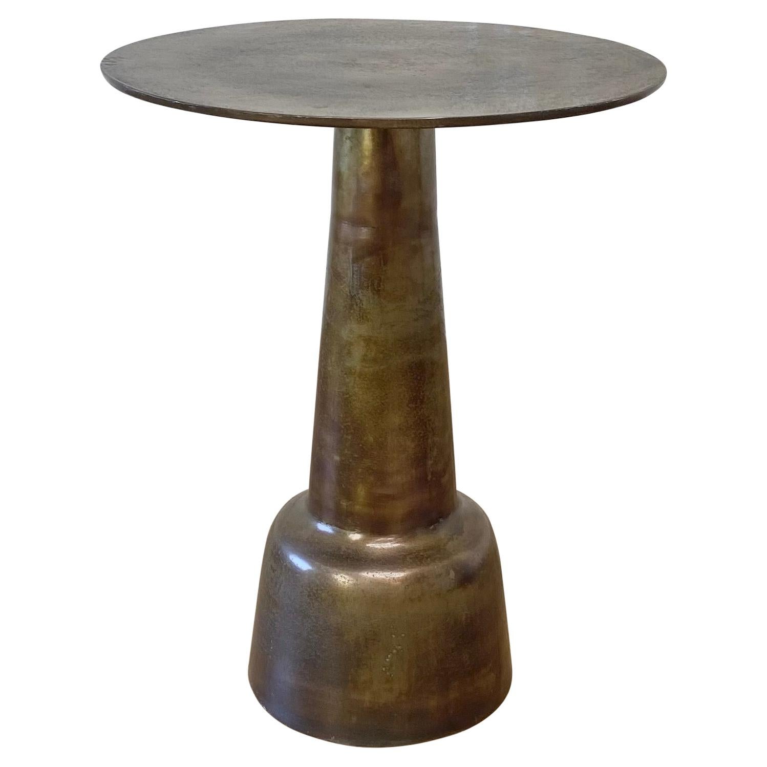 Distressed Metal Side Table with Antique Finish