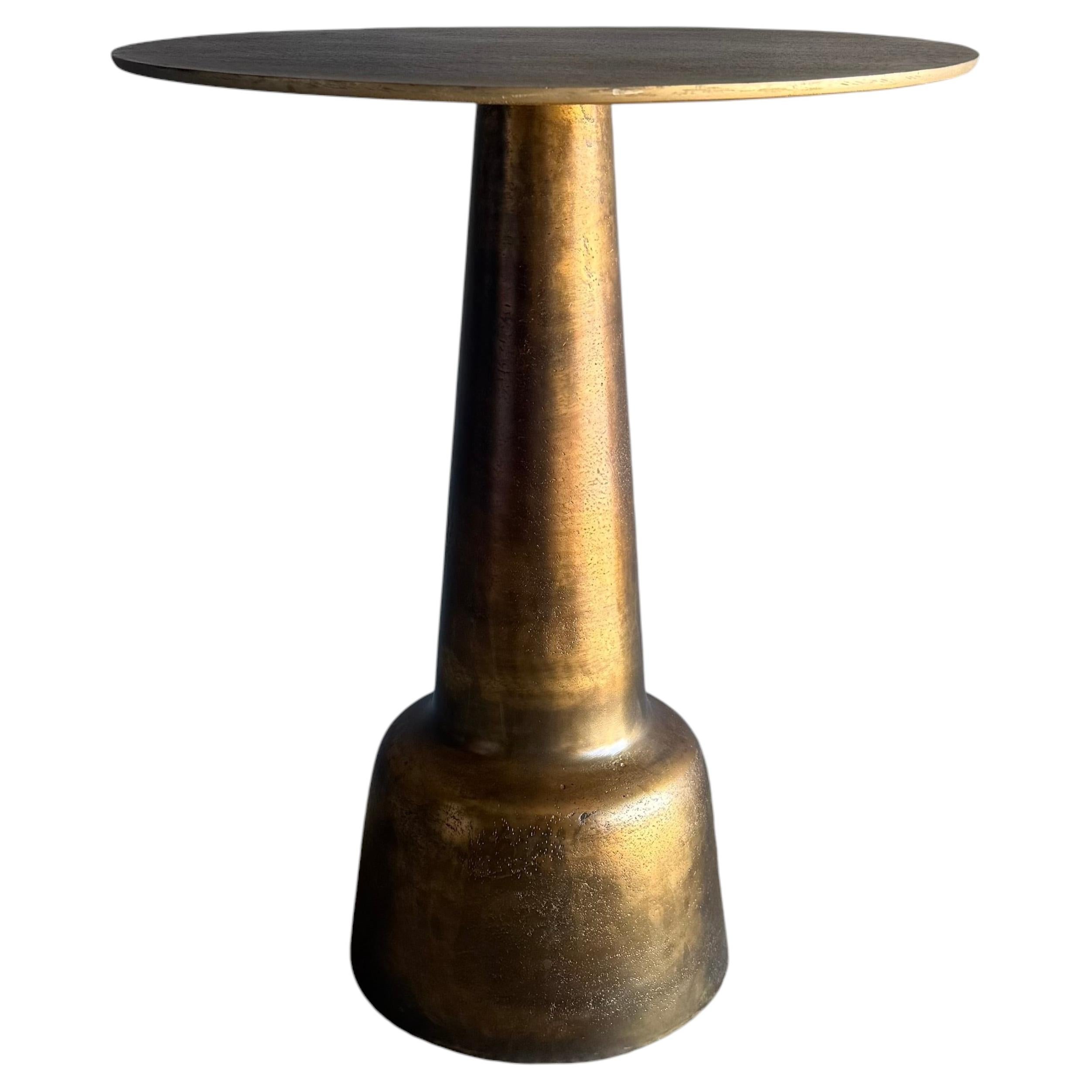Distressed Metal Side Table with Antique Finish