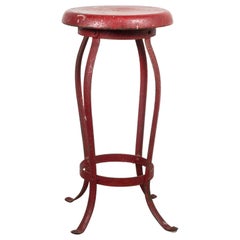 Distressed Metal Stool/Side Table/Plant Stand, c.1930