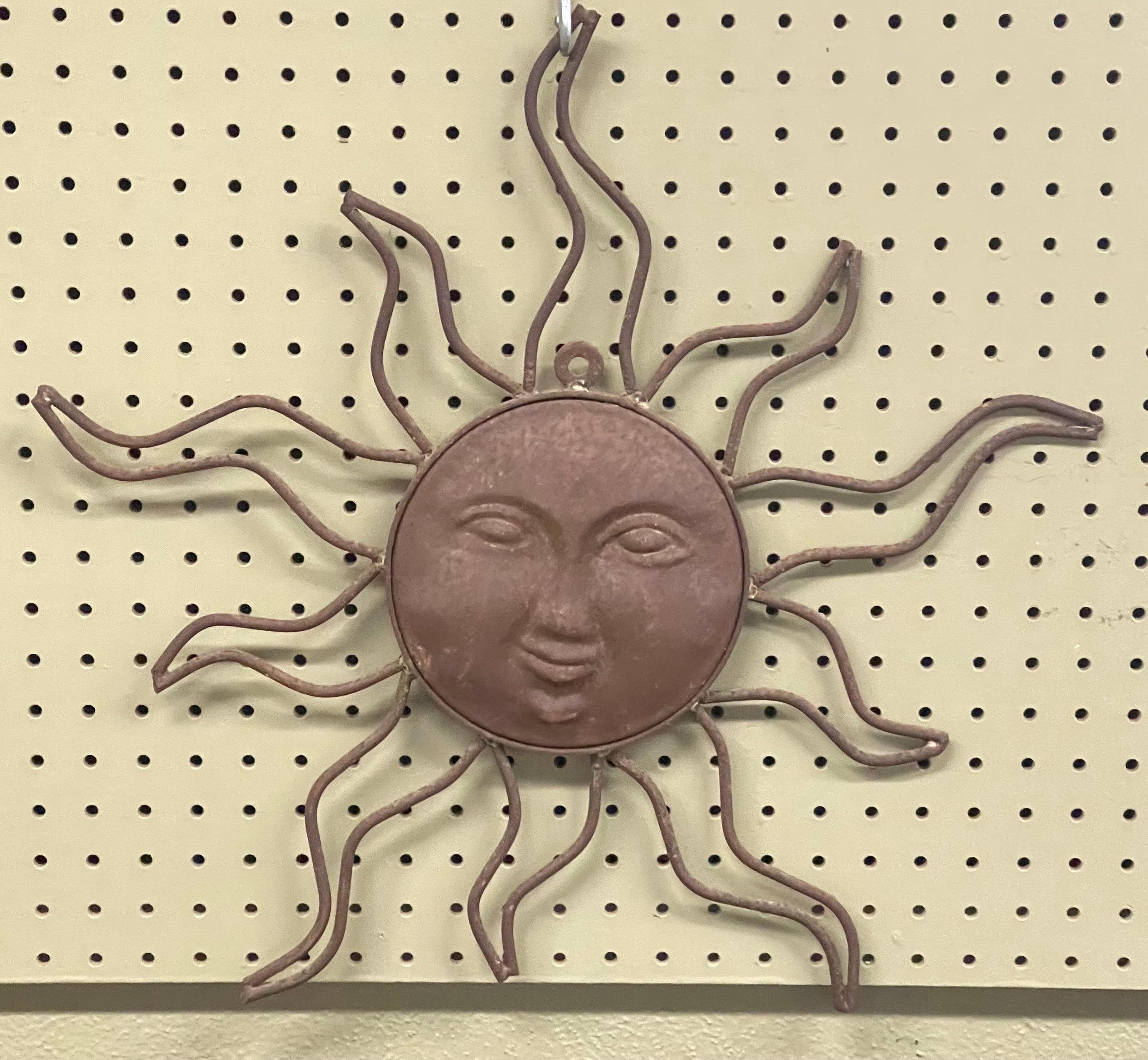 20th Century Distressed Metal Sun Sculpture / Wall Hanging