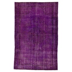 Tapis turc vintage surteint en violet pour intérieurs modernes, 16,51 x 25,4 cm