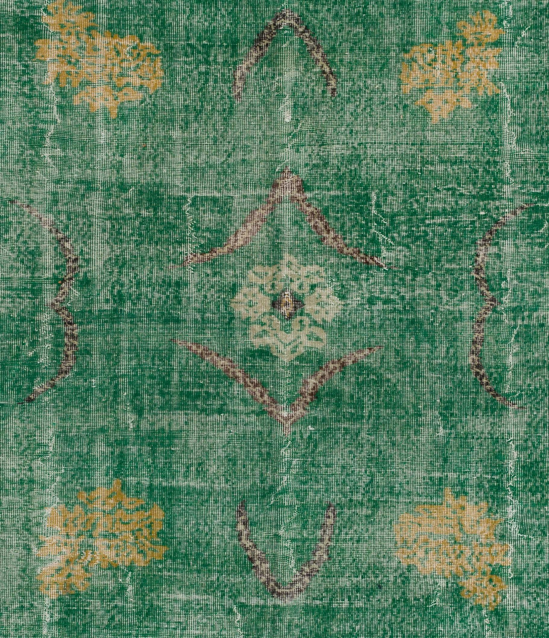 Distressed midcentury Turkish deco rug.