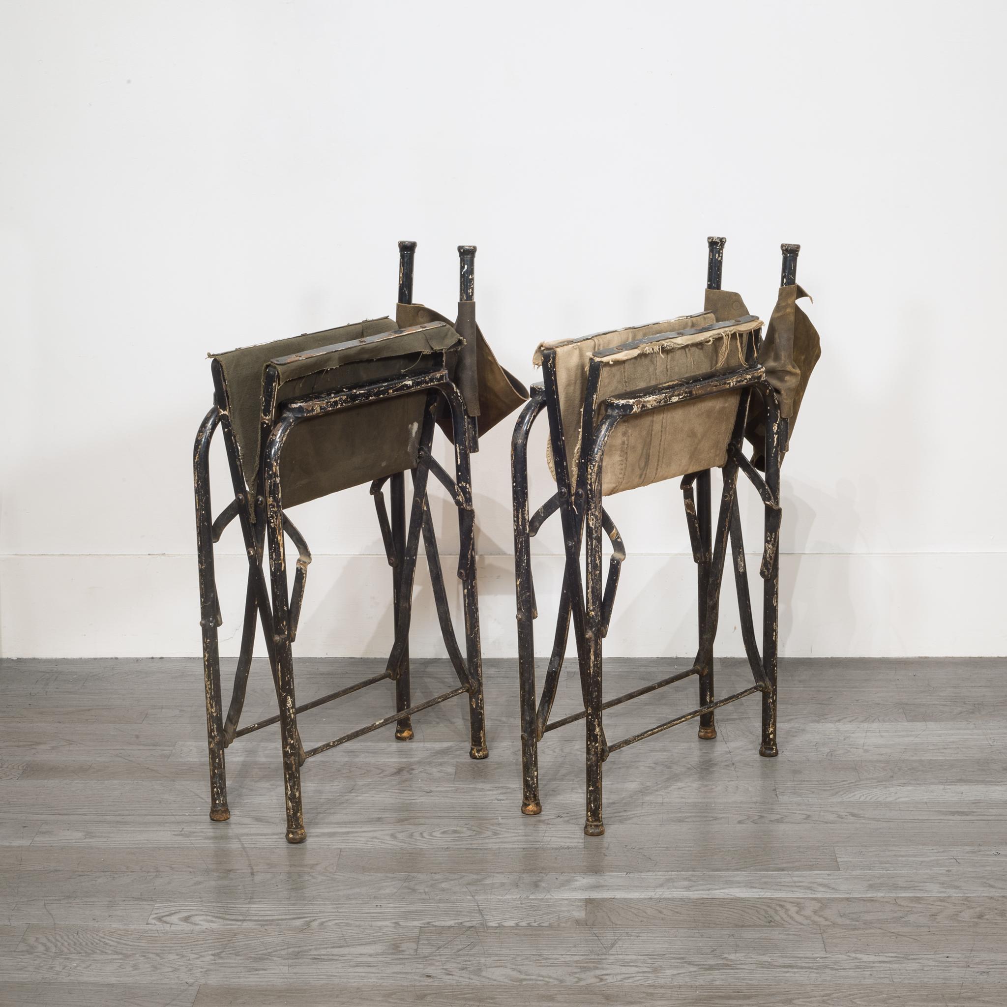 American Distressed Miltary Folding Director's Chairs, circa 1940