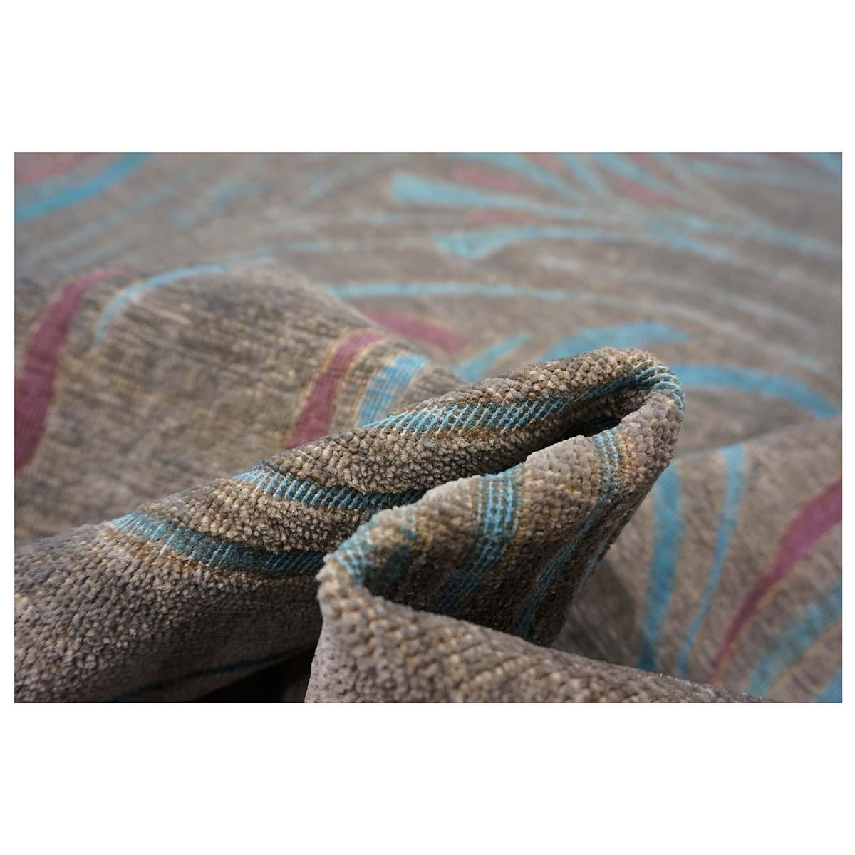 Distressed Modern Afghan 9x12 Grey, Blue, & Purple Handmade Area Rug im Angebot 3