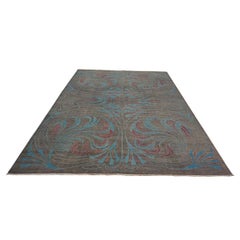Distressed Modern Afghan 9x12 Grey, Blue, & Purple Handmade Area Rug
