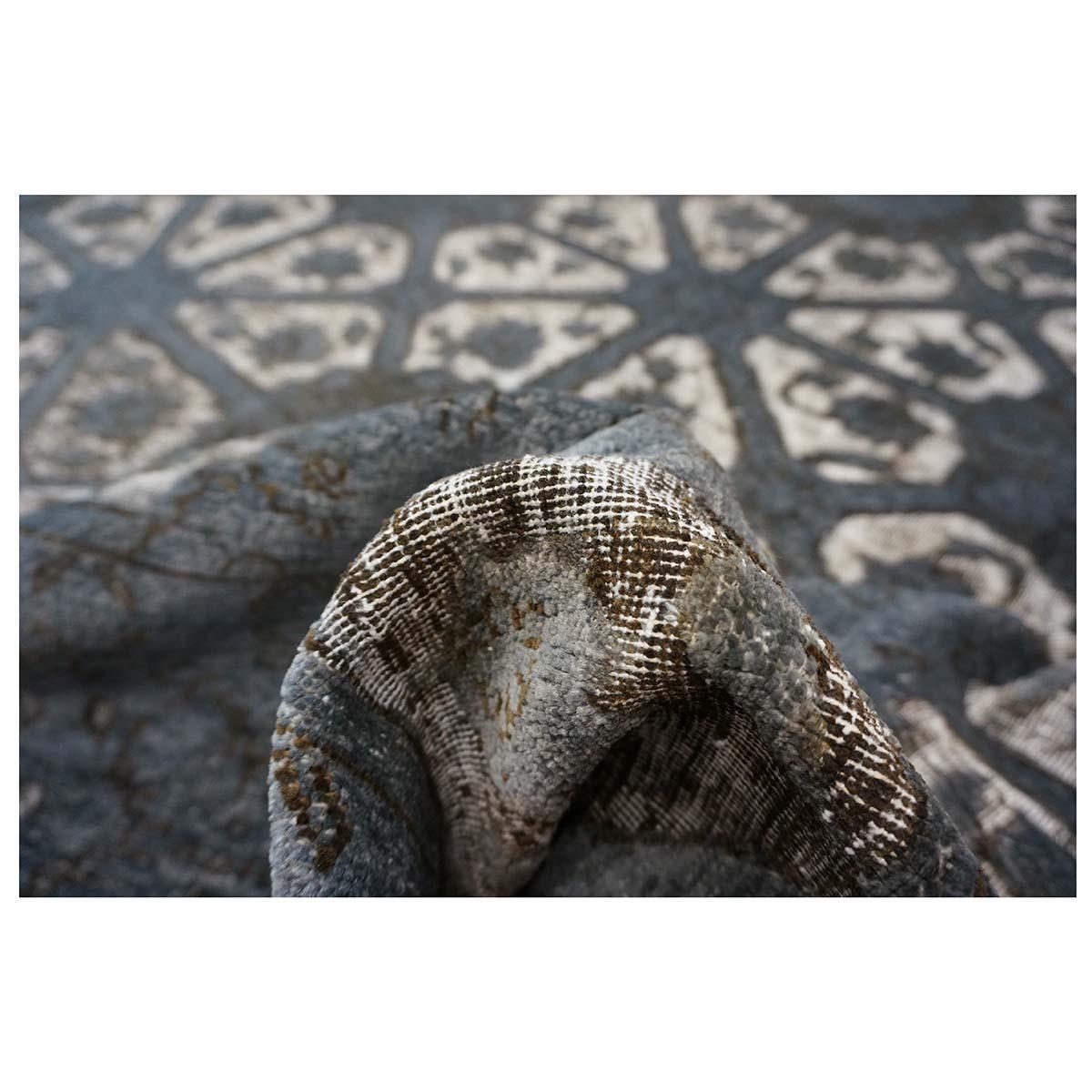Distressed Modern Afghan 9x12 Slate, White, & Black Handmade Area Rug For Sale 4
