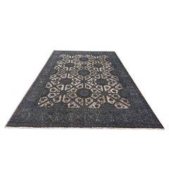 Distressed Modern Afghan 9x12 Slate, White, & Black Handmade Area Rug