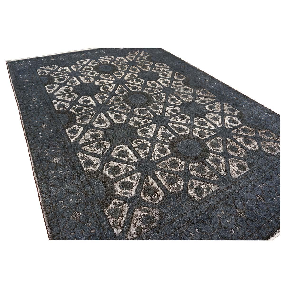 Distressed Modern Afghan 9x12 Slate, White, & Black Handmade Area Rug For Sale 1