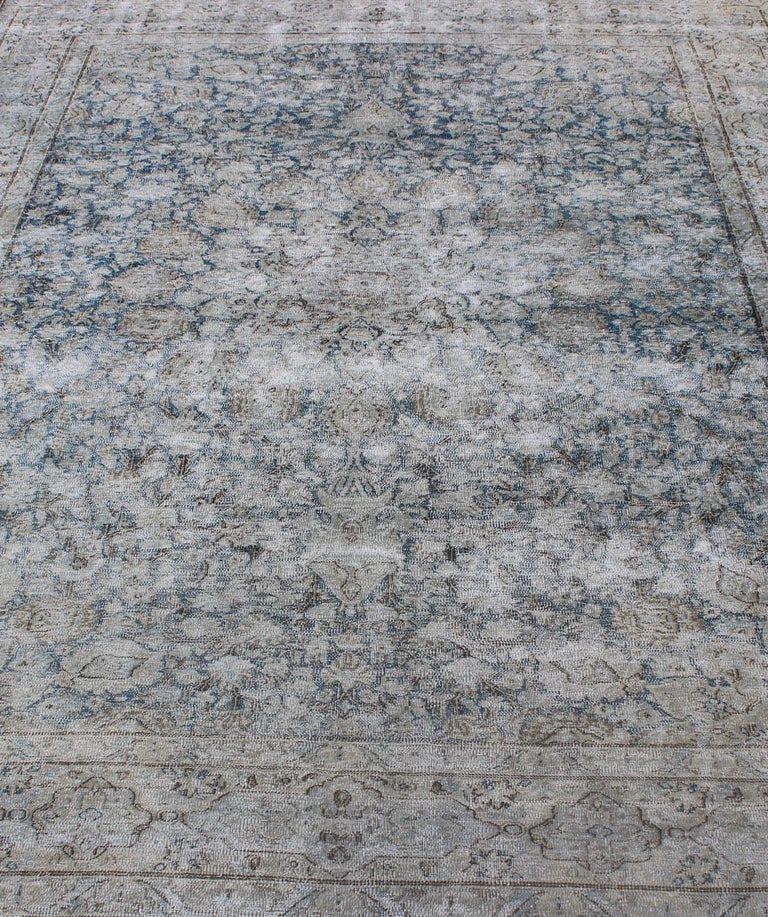 Distressed Modern Design Rug with Faded Colors from 1950s Persia For ...