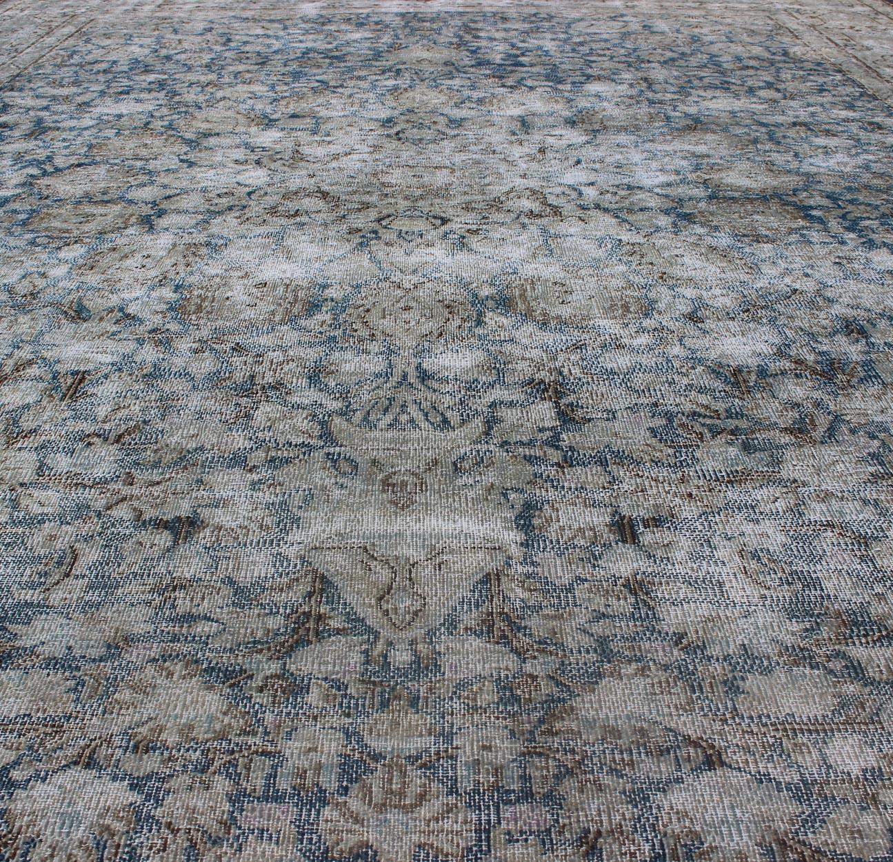 Distressed Modern Design Rug with Faded Colors from 1950s Persia For Sale 5