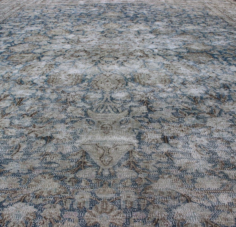 Distressed Modern Design Rug with Faded Colors from 1950s Persia For ...