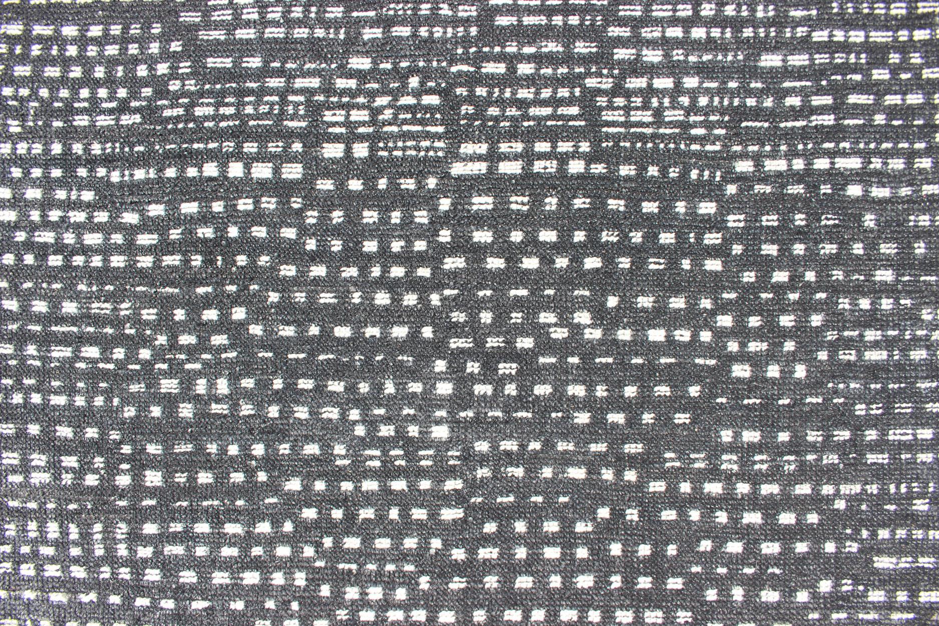 Hand-Knotted Distressed Modern Indian Wool Area Rug in Charcoal And White 9'0 x 11'11 For Sale