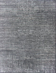 Distressed Modern Indian Wool Area Rug in Charcoal And White 9'0 x 11'11