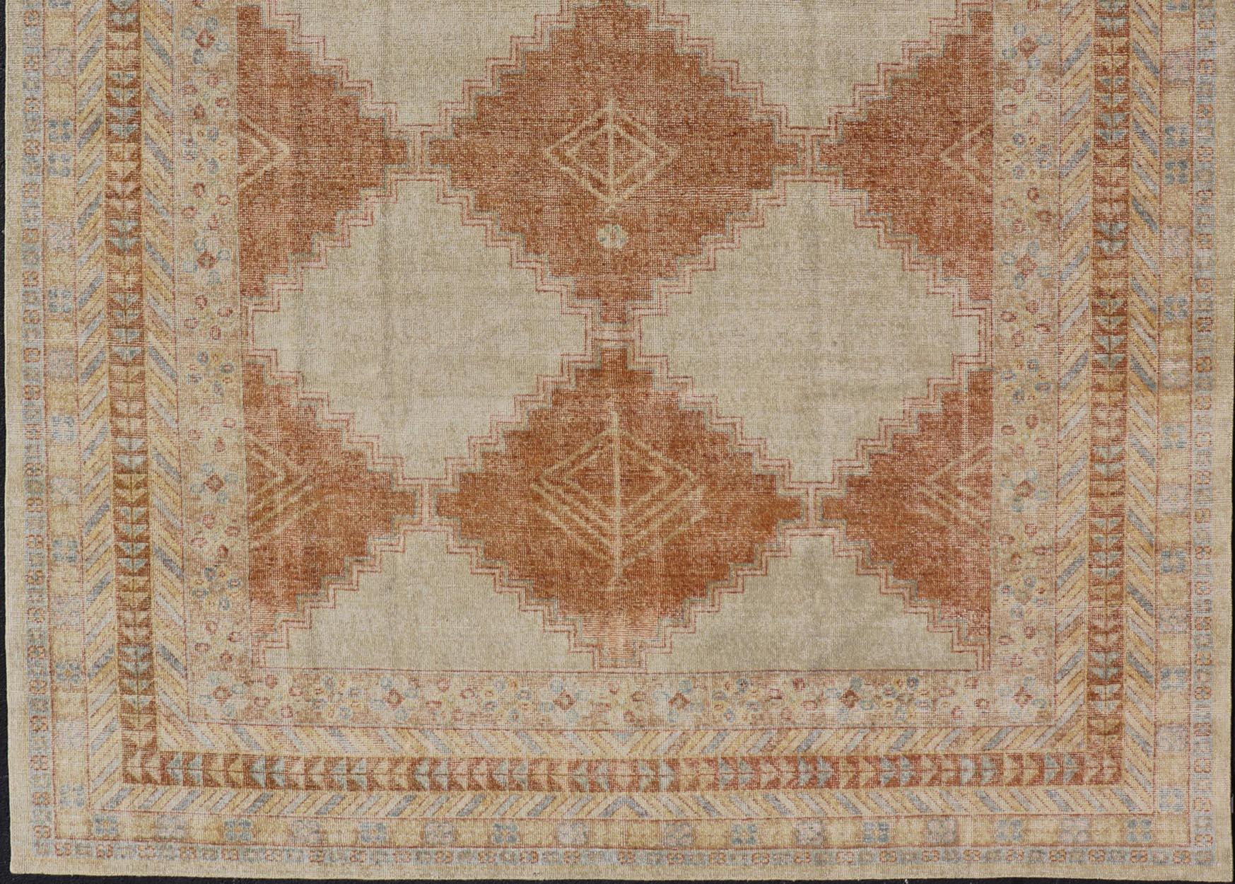 Wool Modern Khotan Design Rug by Keivan Woven Arts With Diamond & Geometric Pattern For Sale