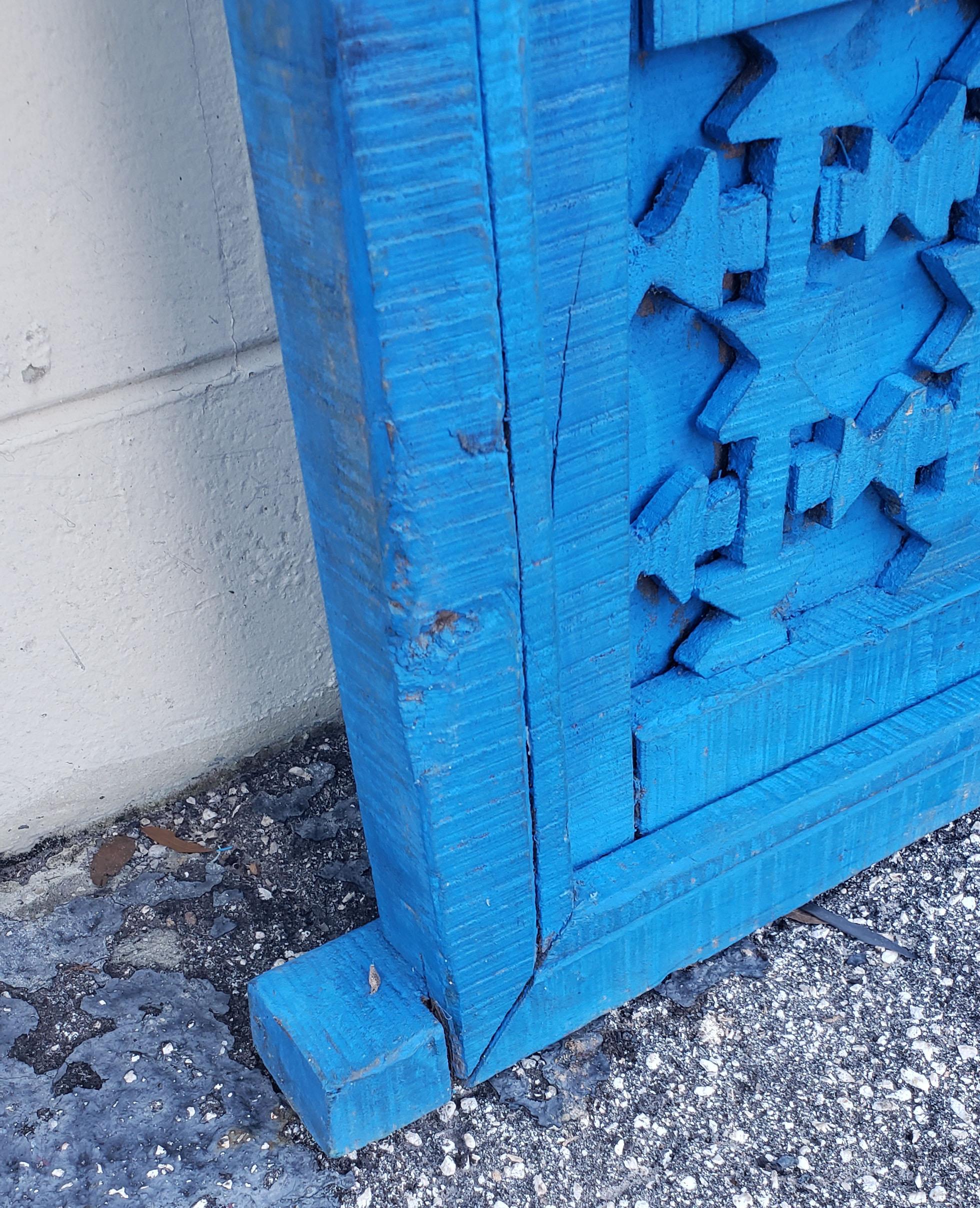Distressed Moroccan Blue Door / Gate / Shutter In Distressed Condition For Sale In Orlando, FL
