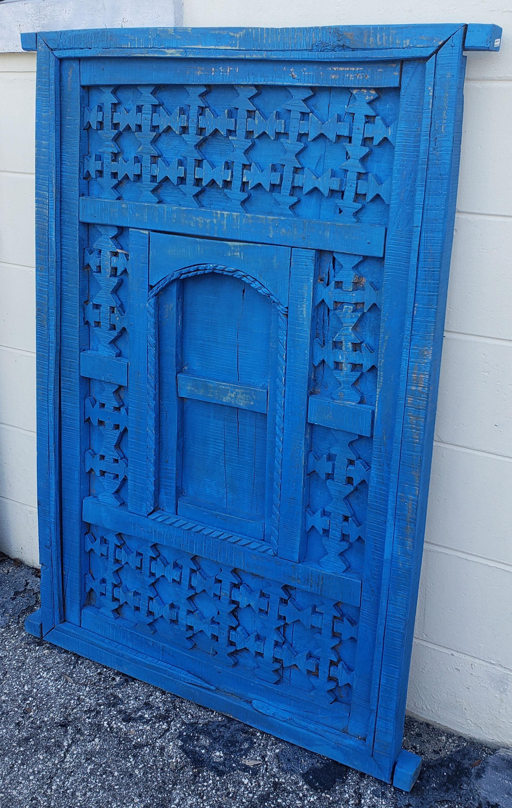 Mid-20th Century Distressed Moroccan Blue Door / Gate / Shutter For Sale