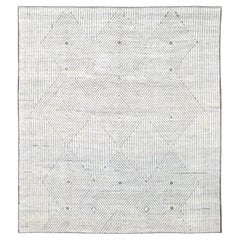 Distressed Moroccan  Diamond Patterned Wool Rug 8'8''x9'10''