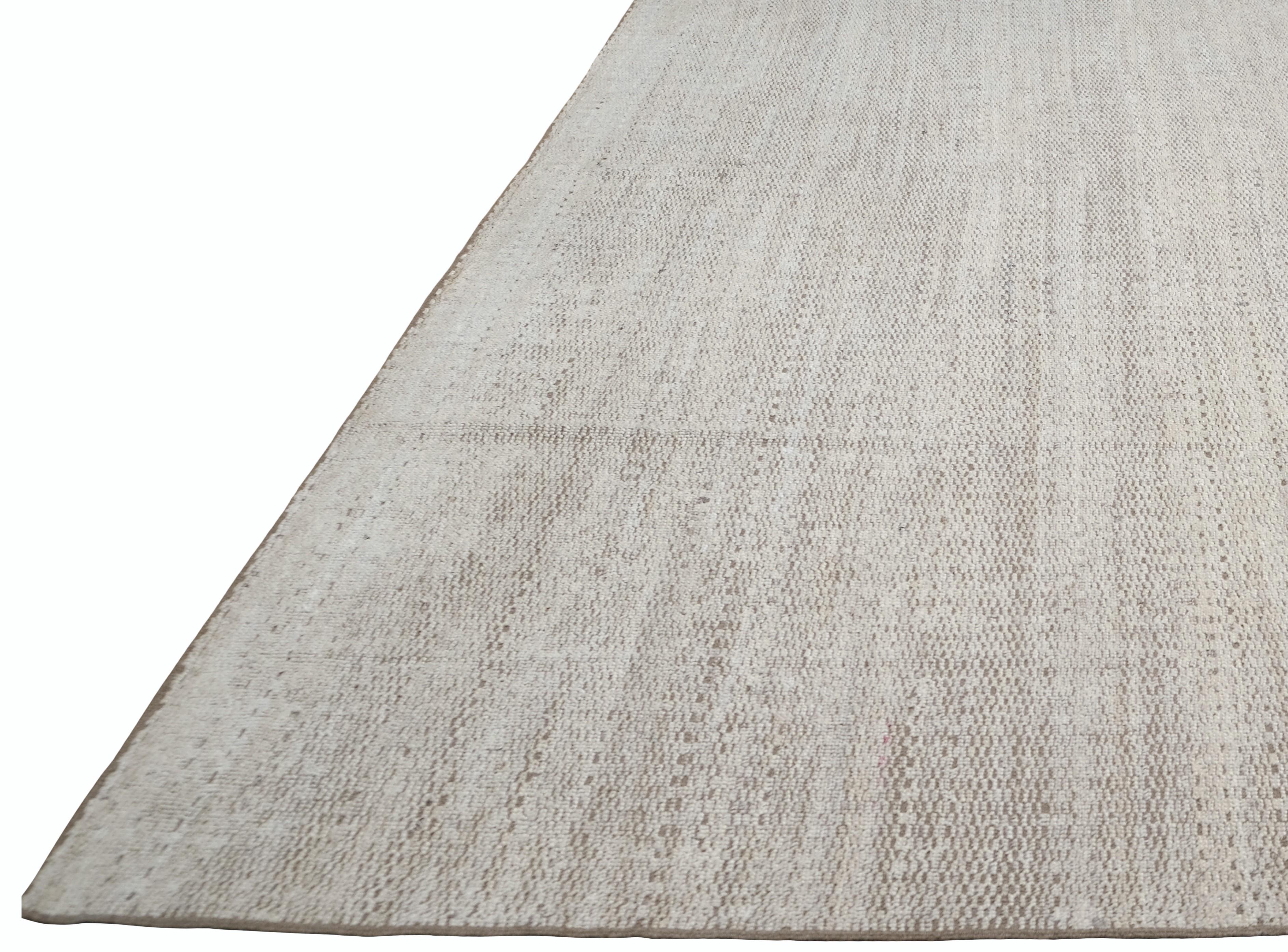 Afghan Distressed Moroccan Neutral Wool Rug 11'6''x15'1'' For Sale