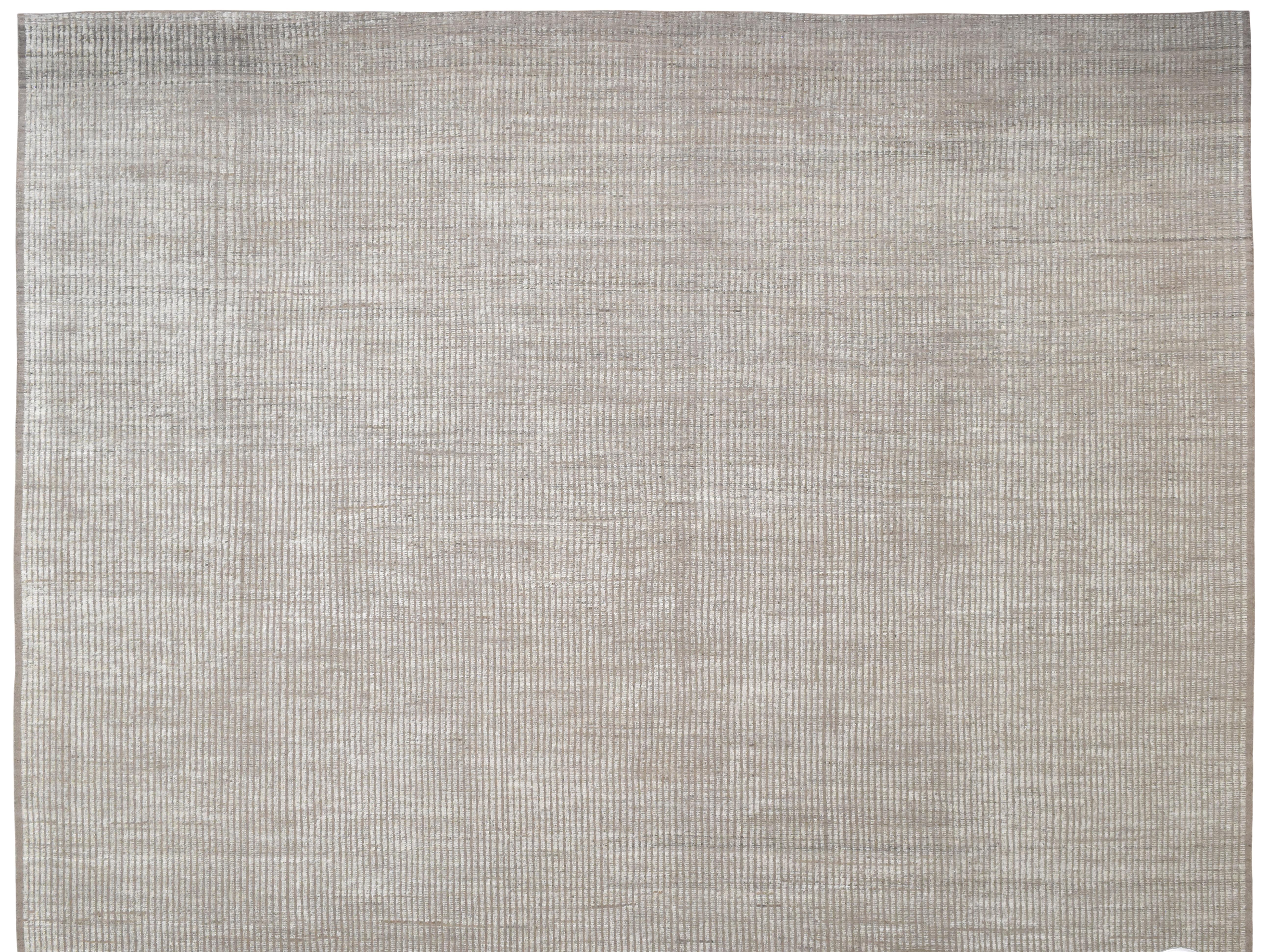 Minimalist Distressed Moroccan Wool Rug 14'3''x18'2'' For Sale