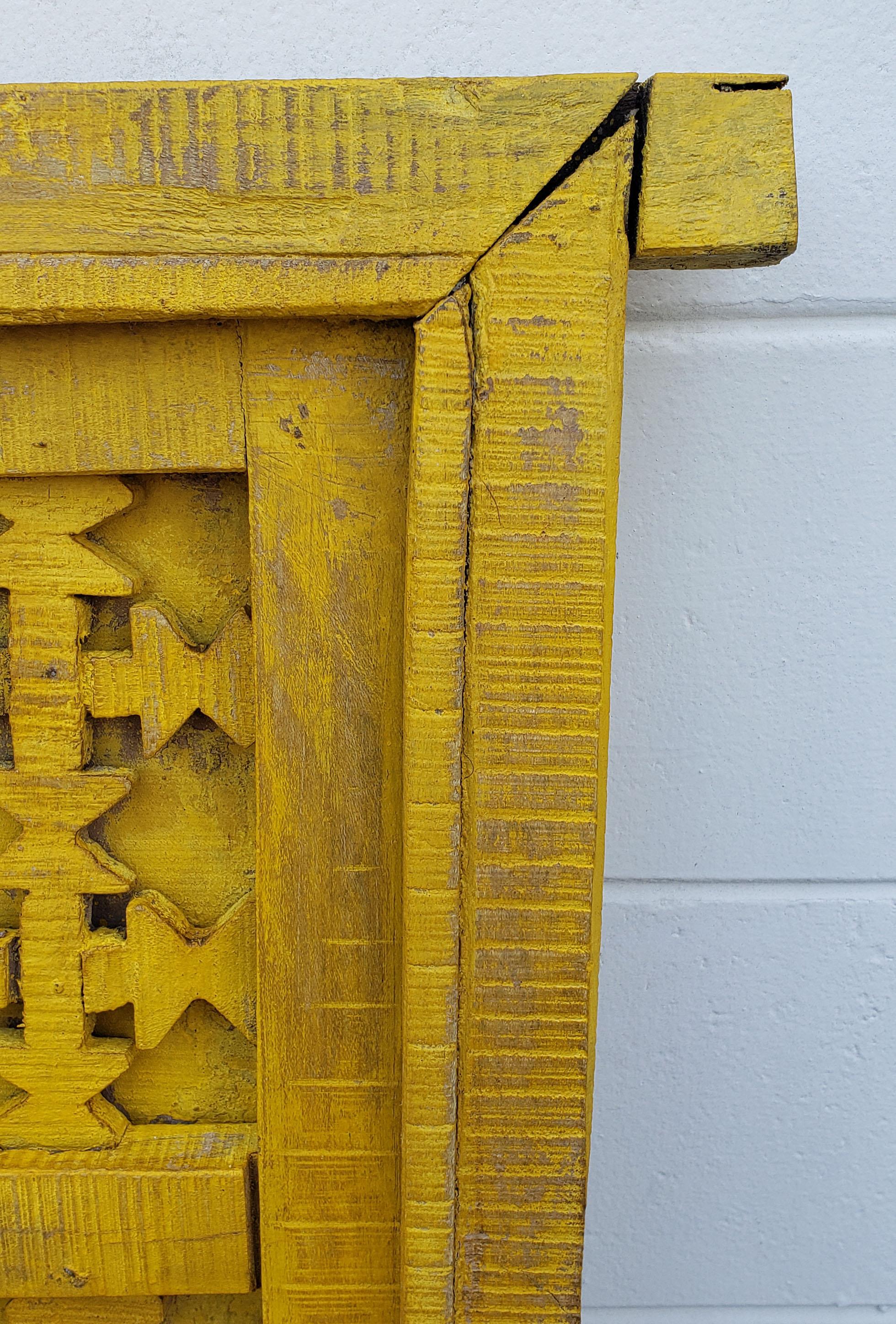 Distressed Moroccan Yellow Door / Gate / Shutter In Distressed Condition For Sale In Orlando, FL