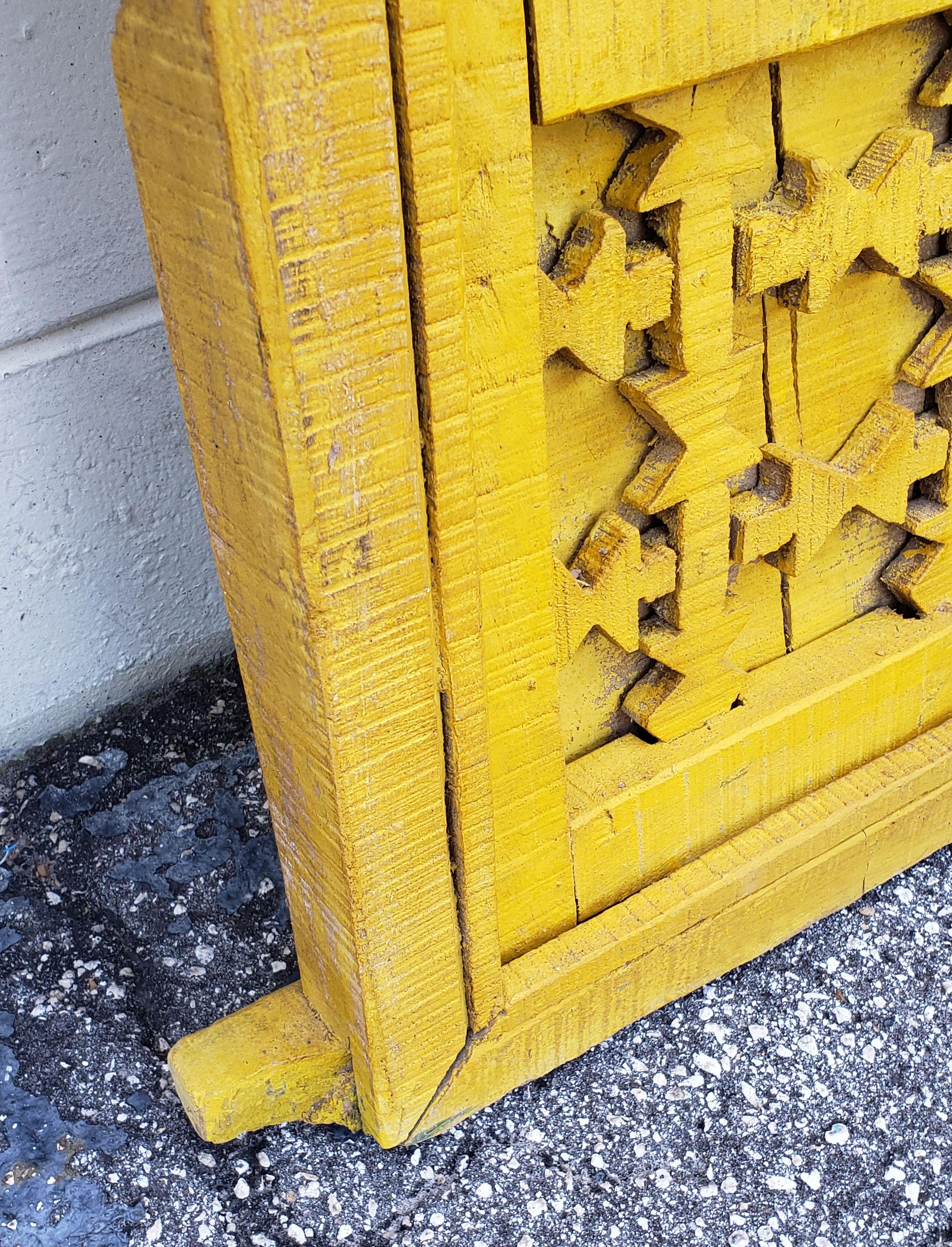 Mid-20th Century Distressed Moroccan Yellow Door / Gate / Shutter For Sale