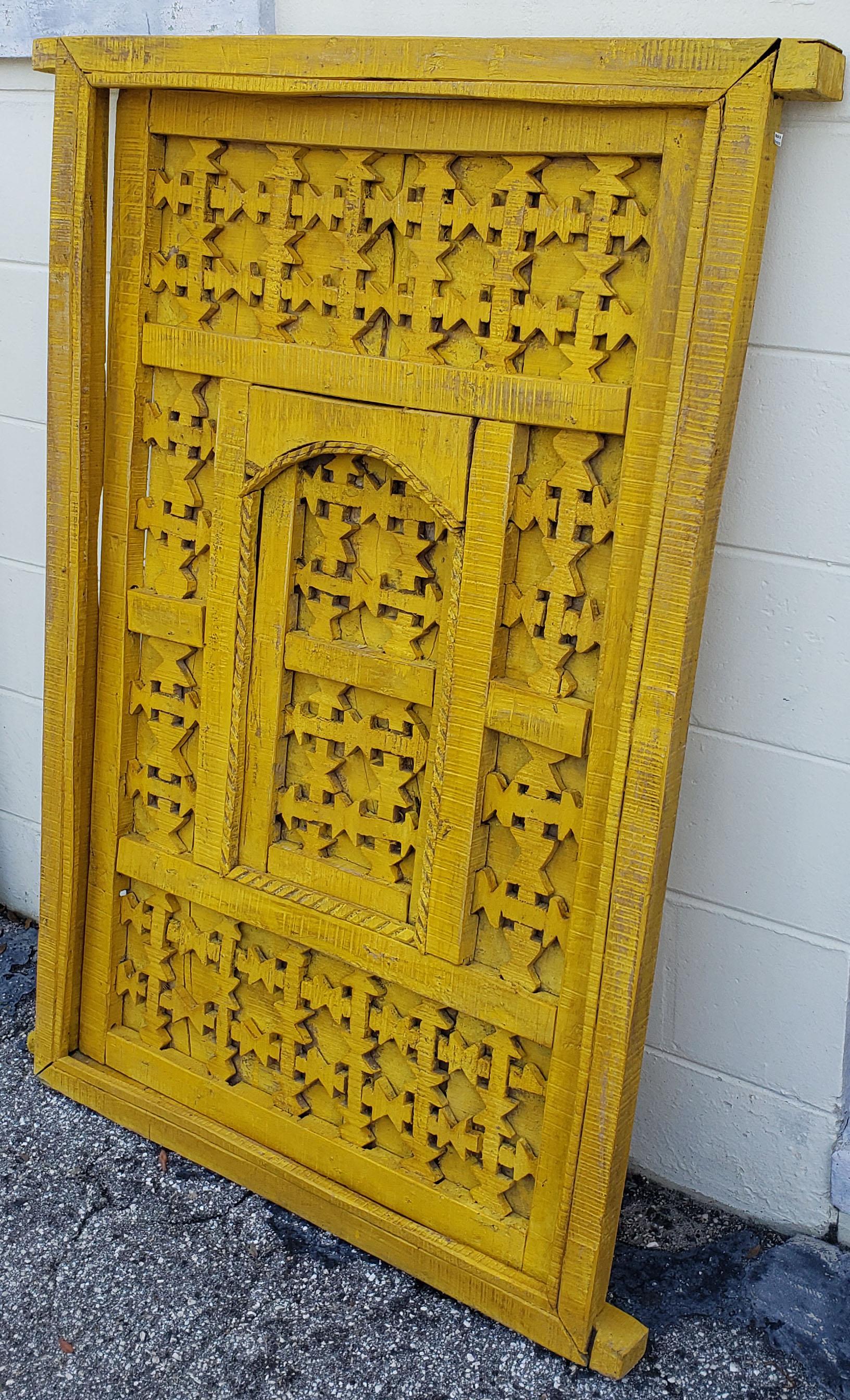 Cedar Distressed Moroccan Yellow Door / Gate / Shutter For Sale
