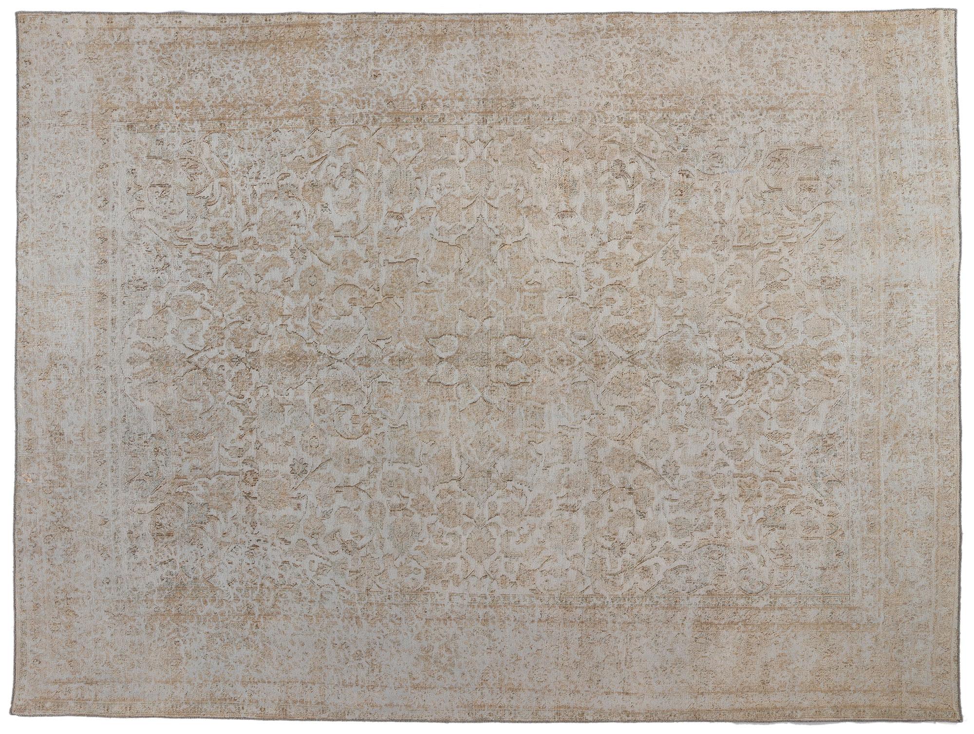 Distressed Muted Earth-Tone Vintage Turkish Rug  For Sale 3