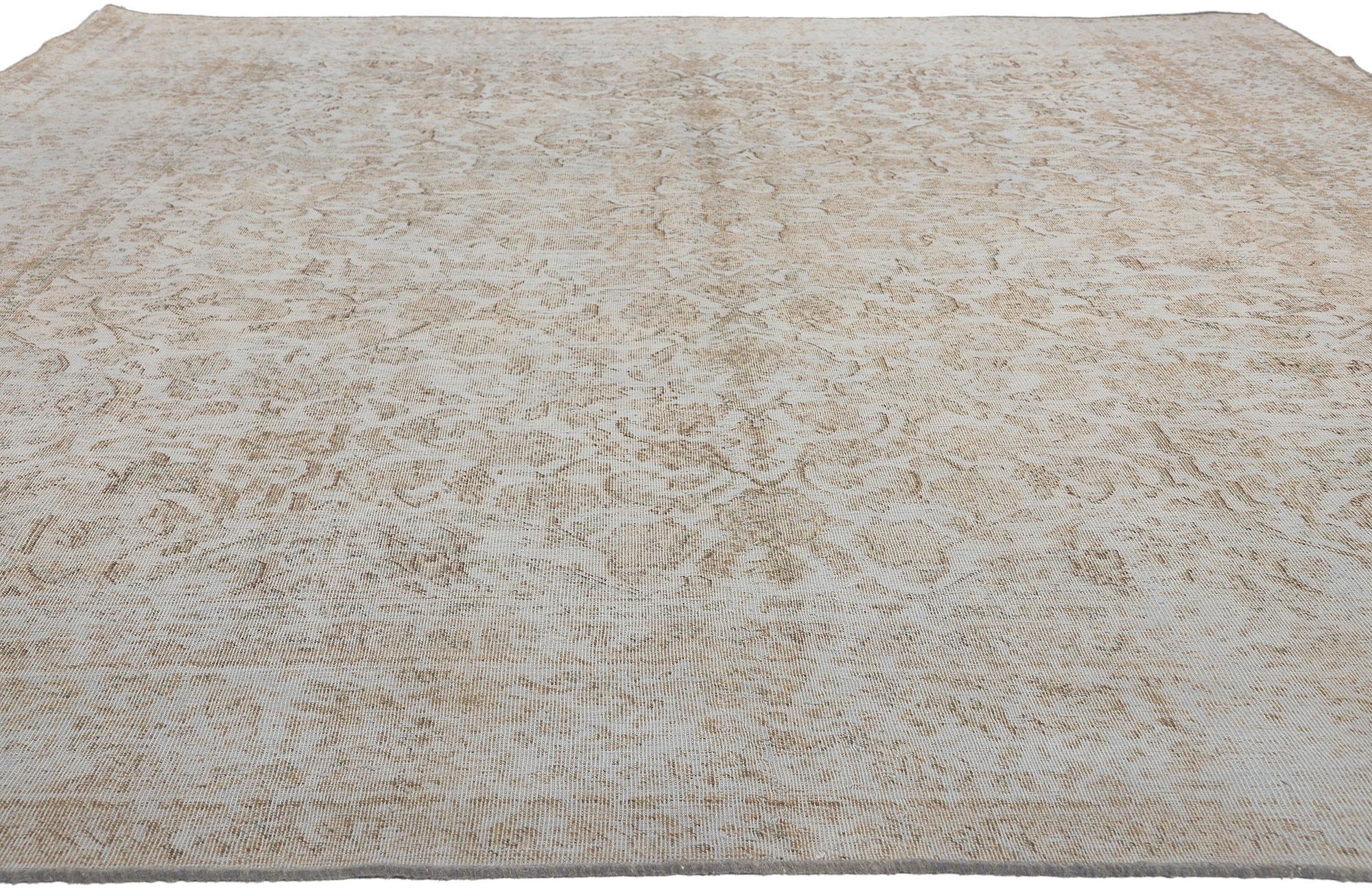 Organic Modern Distressed Muted Earth-Tone Vintage Turkish Rug  For Sale